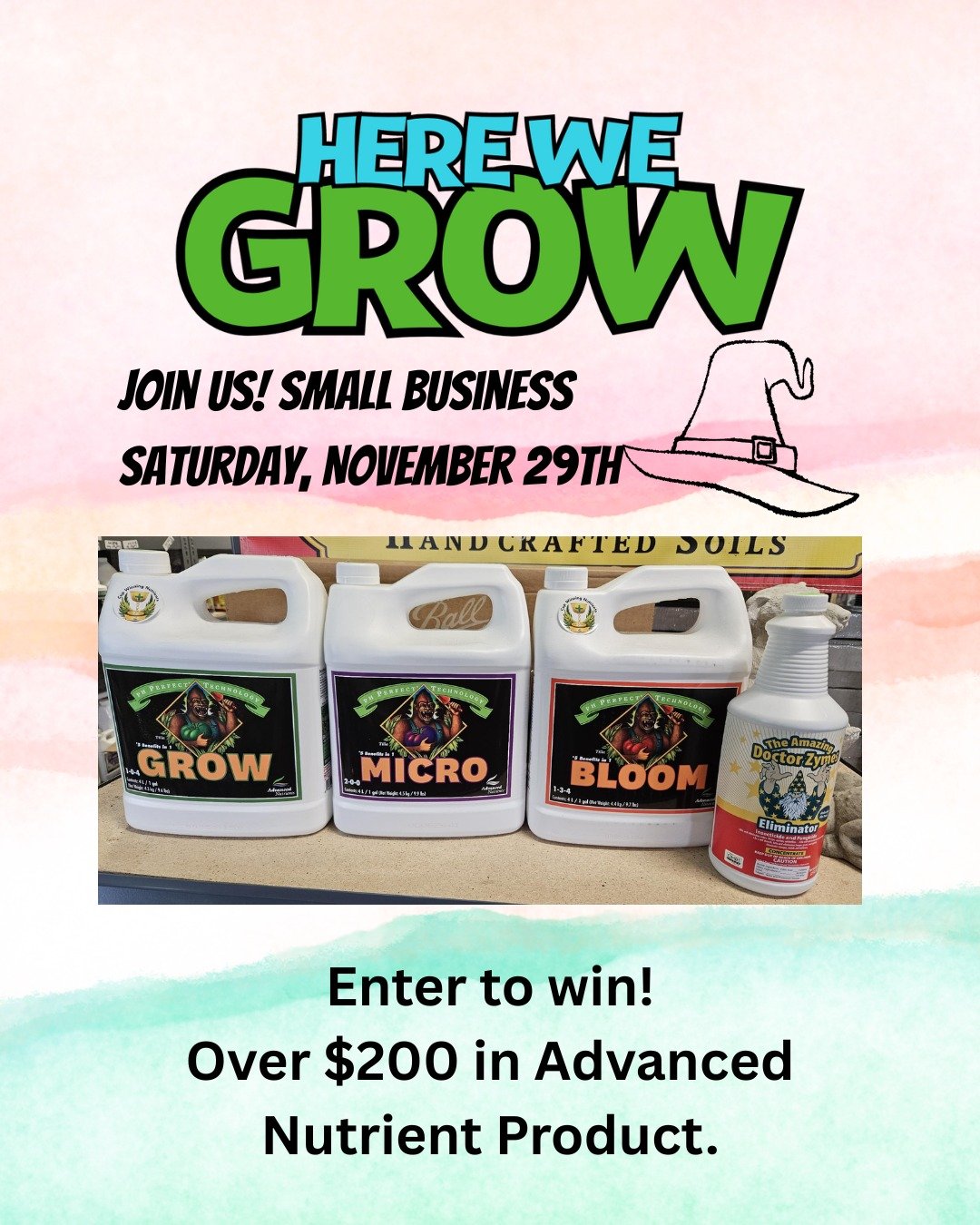 🌱✨ Celebrate Small Business Saturday with us! ✨🌱 

We&rsquo;re giving back to our amazing community with a special Raffle Giveaway! 🎁 

🪴 What&rsquo;s inside? $200 worth of Advanced Nutrients product; enough for next season's small grow!

👉 How 