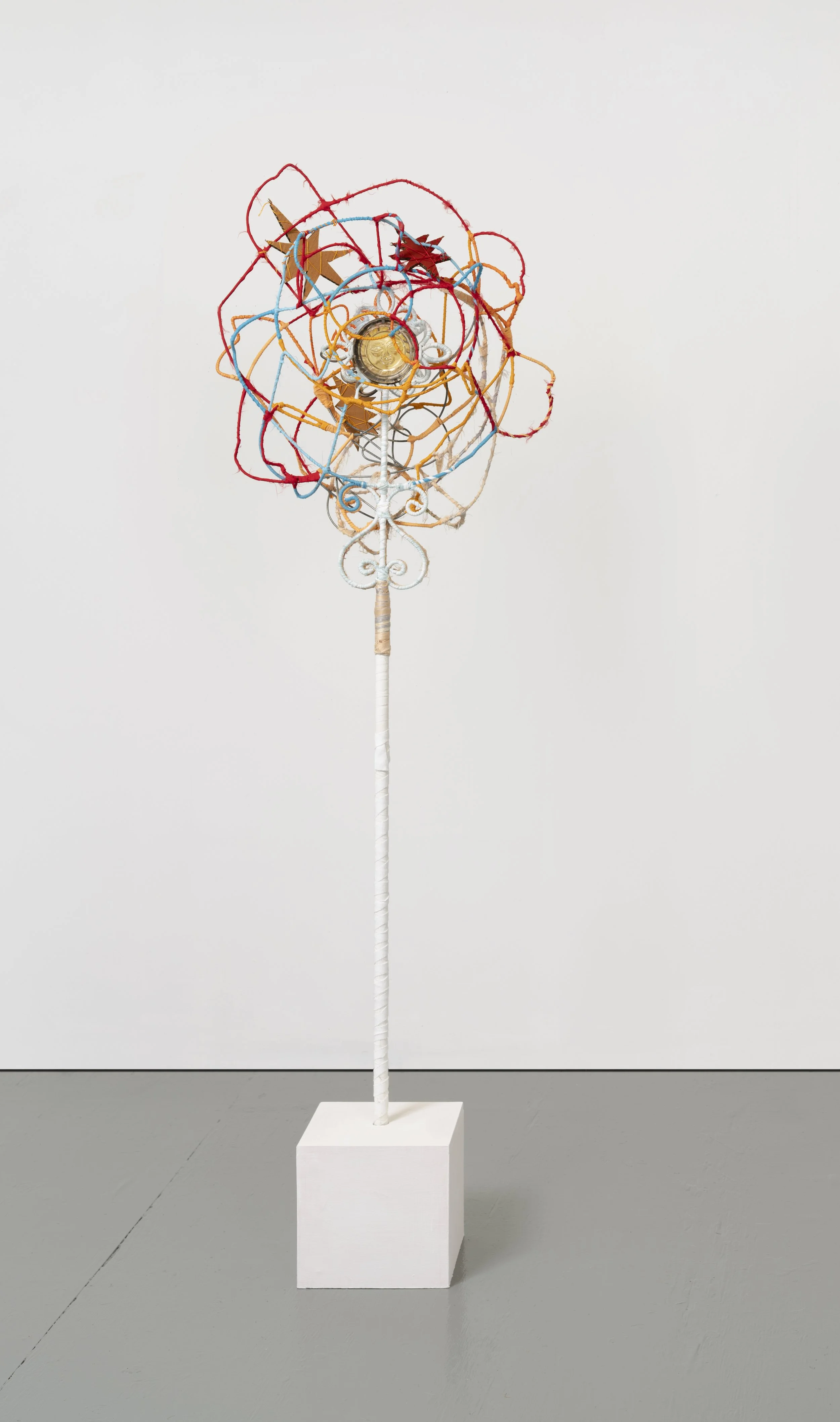 The Second Spark,  2025 
Found objects and repurposed textiles 
65 x 23 x 7 inches
 
Image by Pierre Le Hors