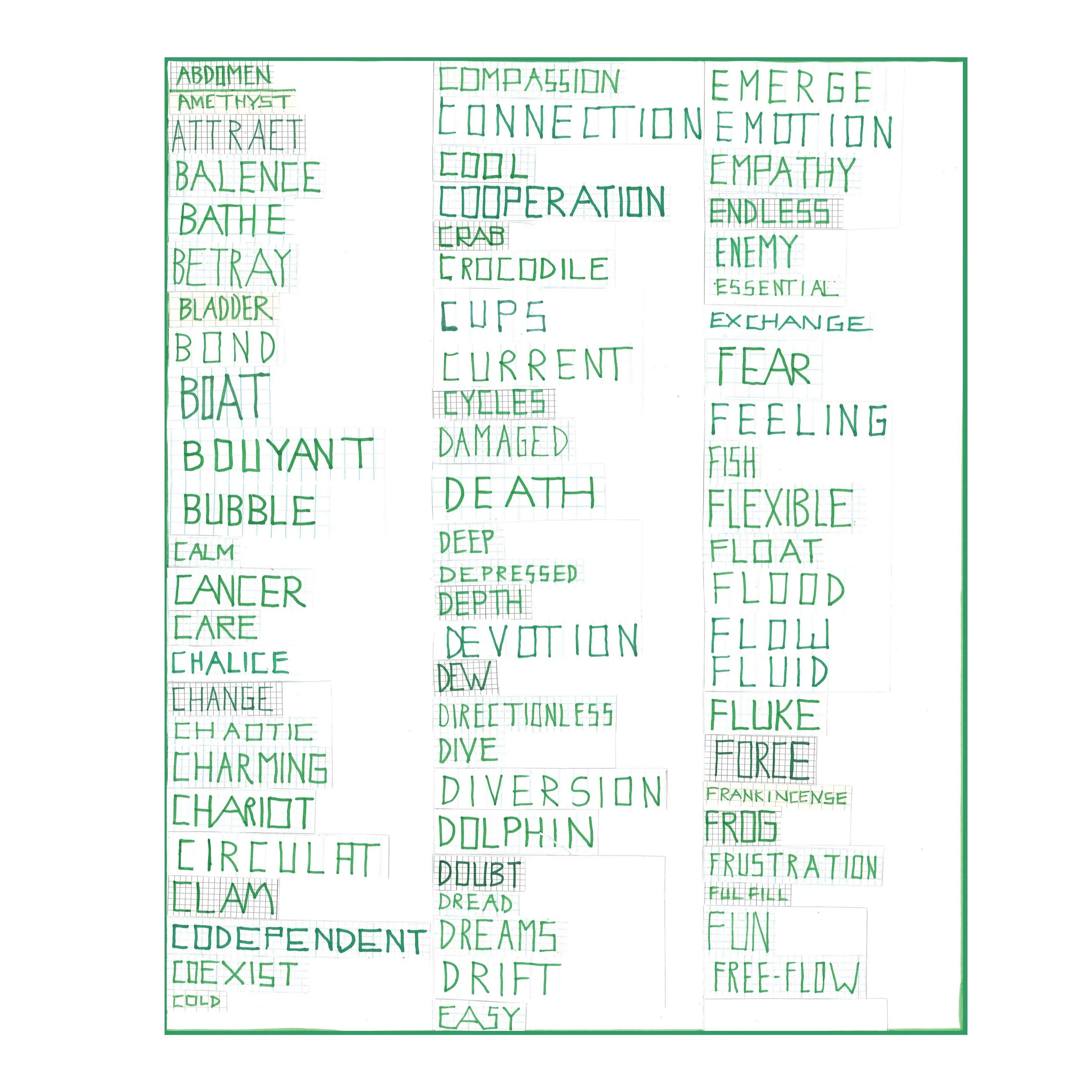  West: List I,  2024 
Marker on paper 
17 x 14 inches