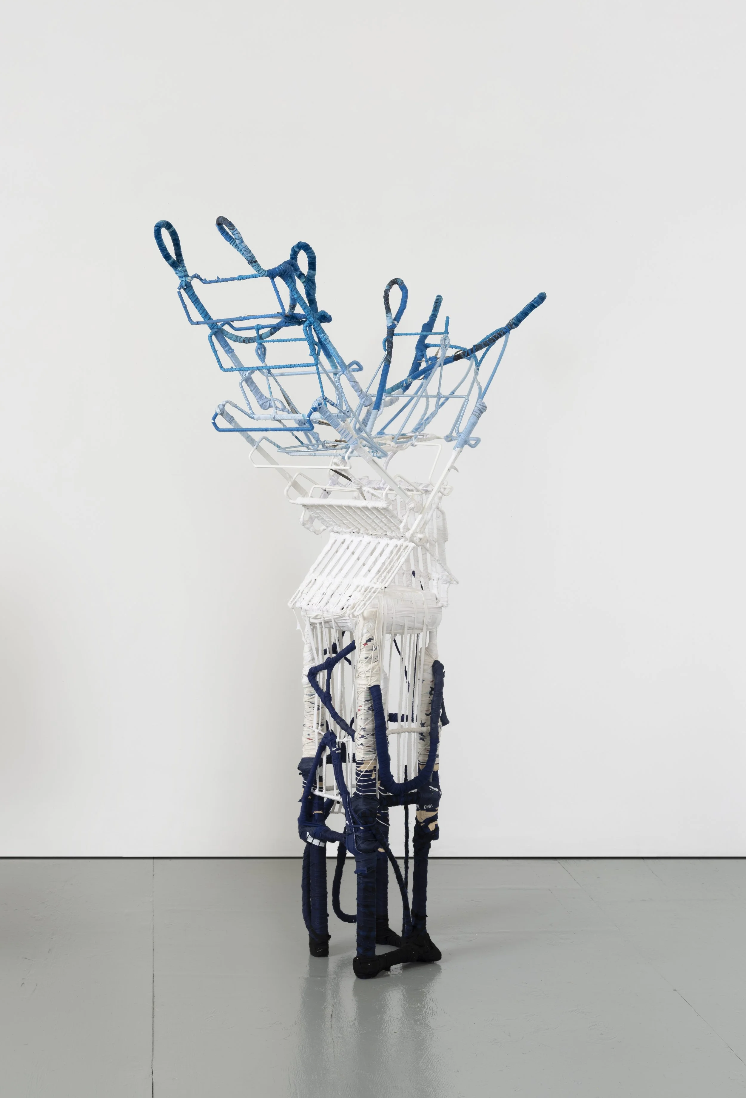  The Sky Dancer  2025 
Found objects and repurposed textiles 
68 x 40 x 32 inches
 
Image by Pierre Le Hors