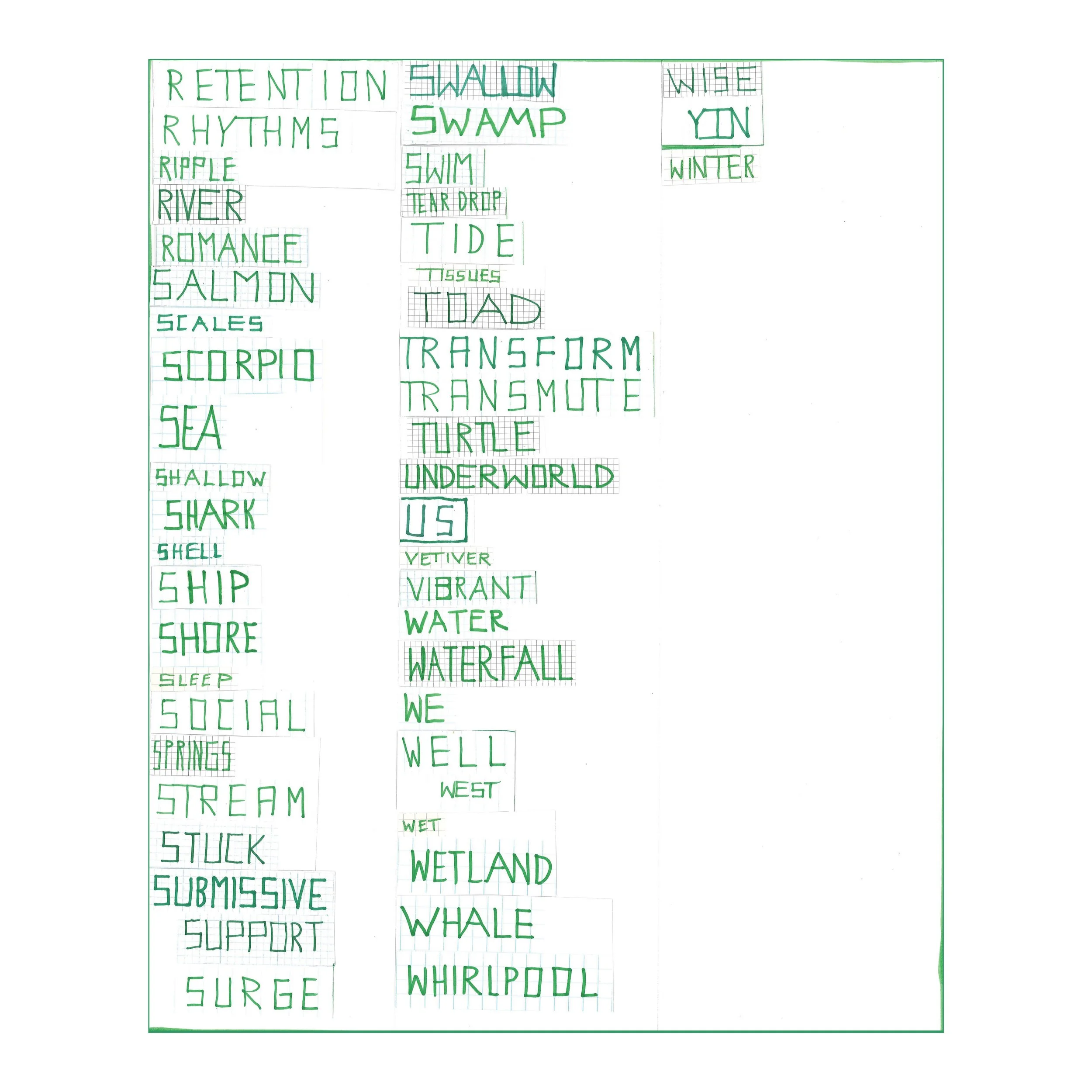  West: List III,  2024 
Marker on paper 
17 x 14 inches
