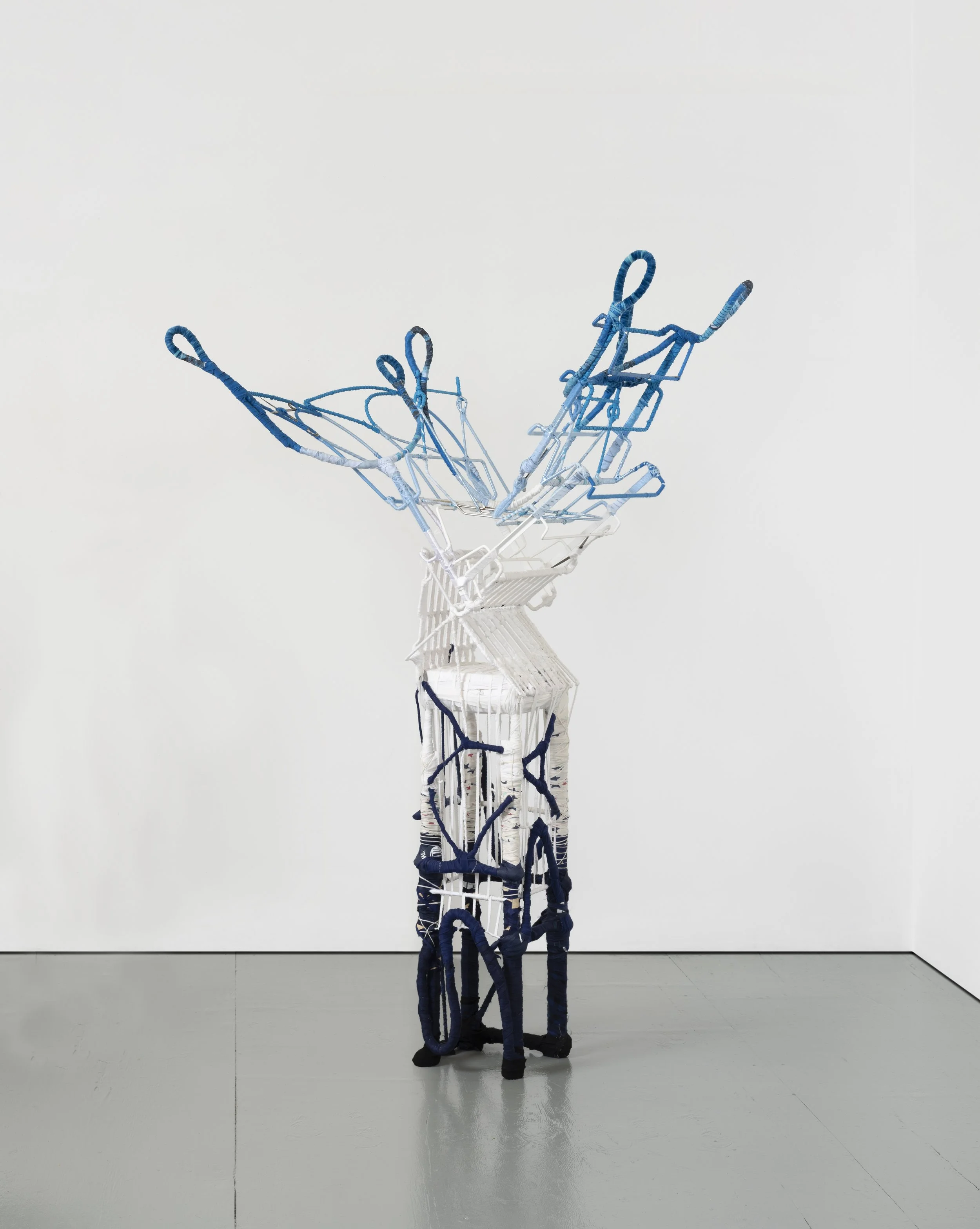  The Sky Dancer  2025 
Found objects and repurposed textiles 
68 x 40 x 32 inches
 
Image by Pierre Le Hors