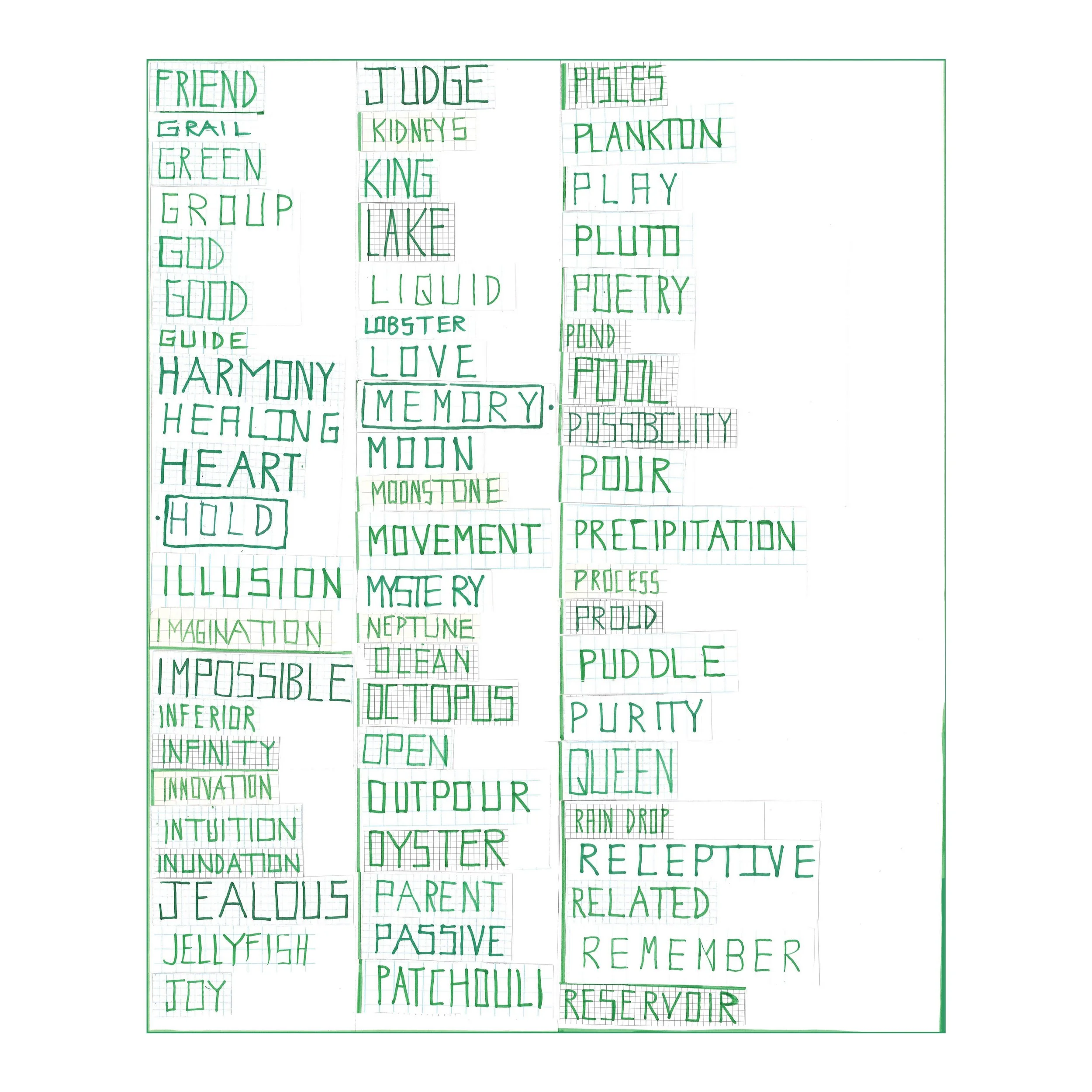  West: List II,  2024 
Marker on paper 
17 x 14 inches