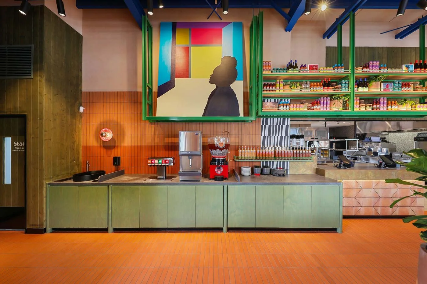 Nandos juice area and serving counter