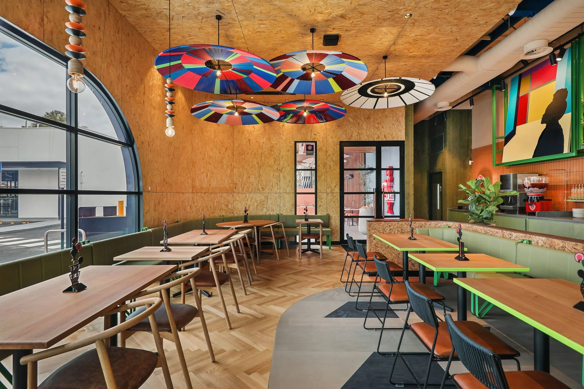 Dining area with bright pops of colours