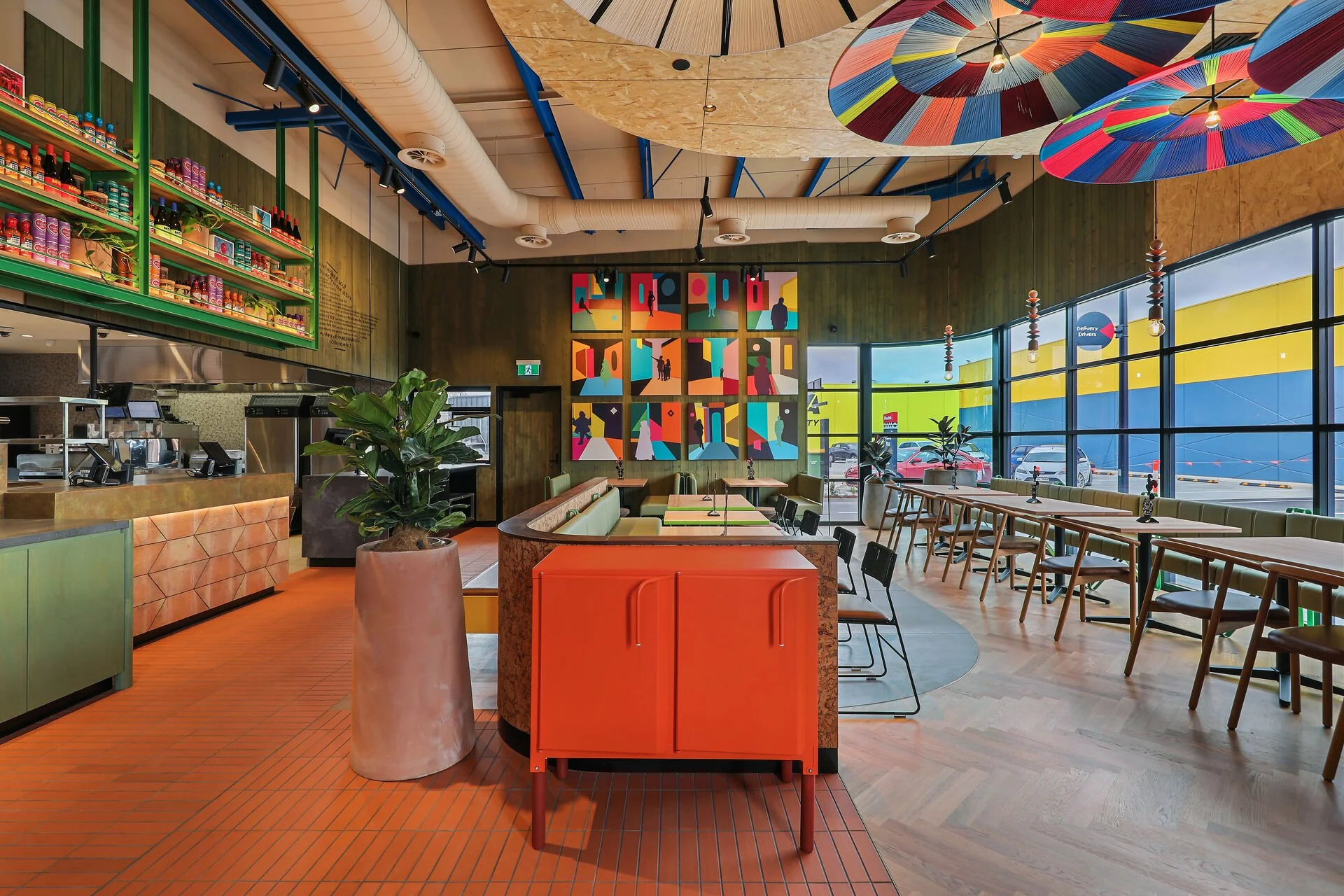 Nandos restaurant that is bright and bold