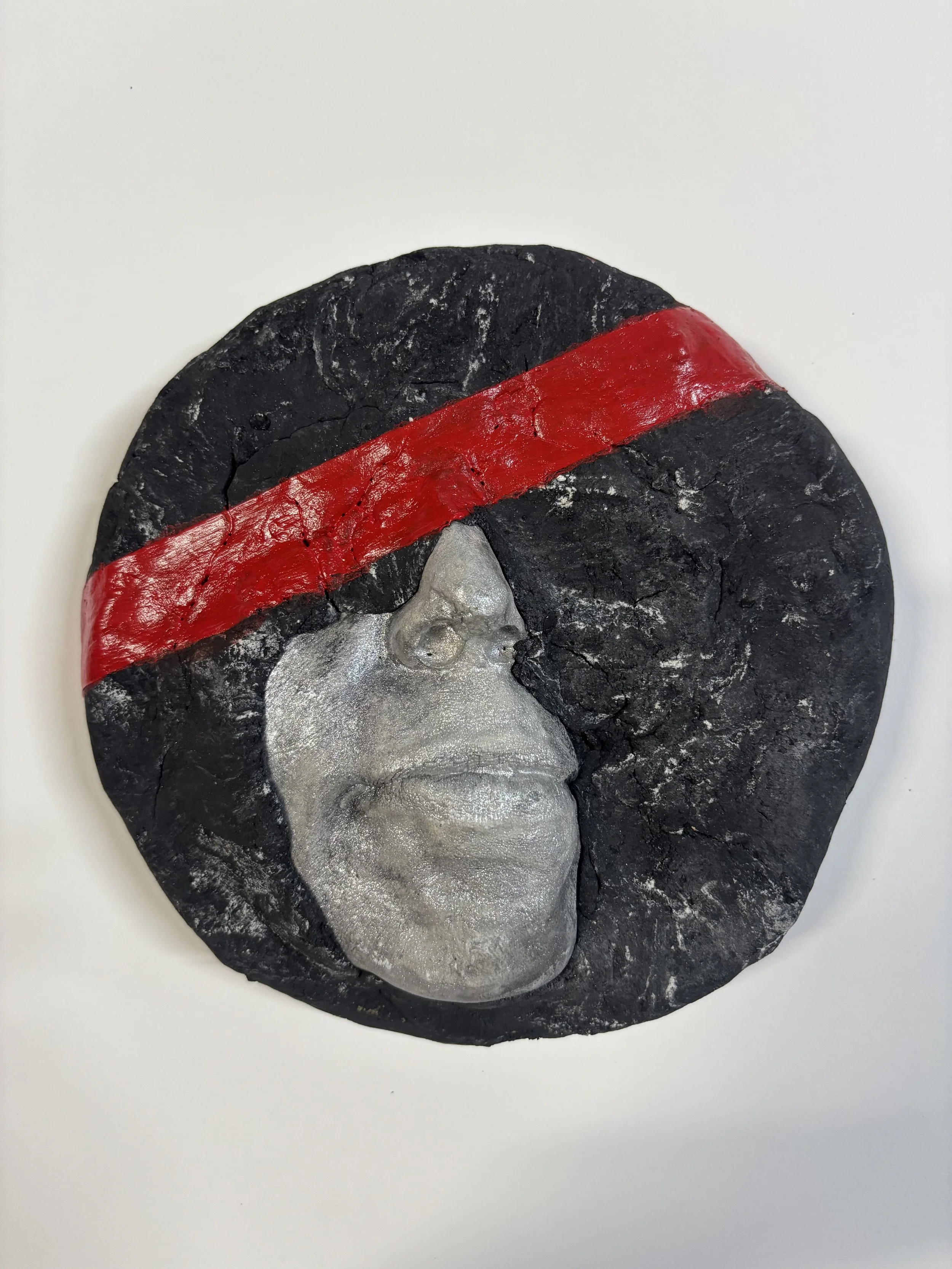 SEEING RED,  2026, plaster, mortar, acrylic paint 