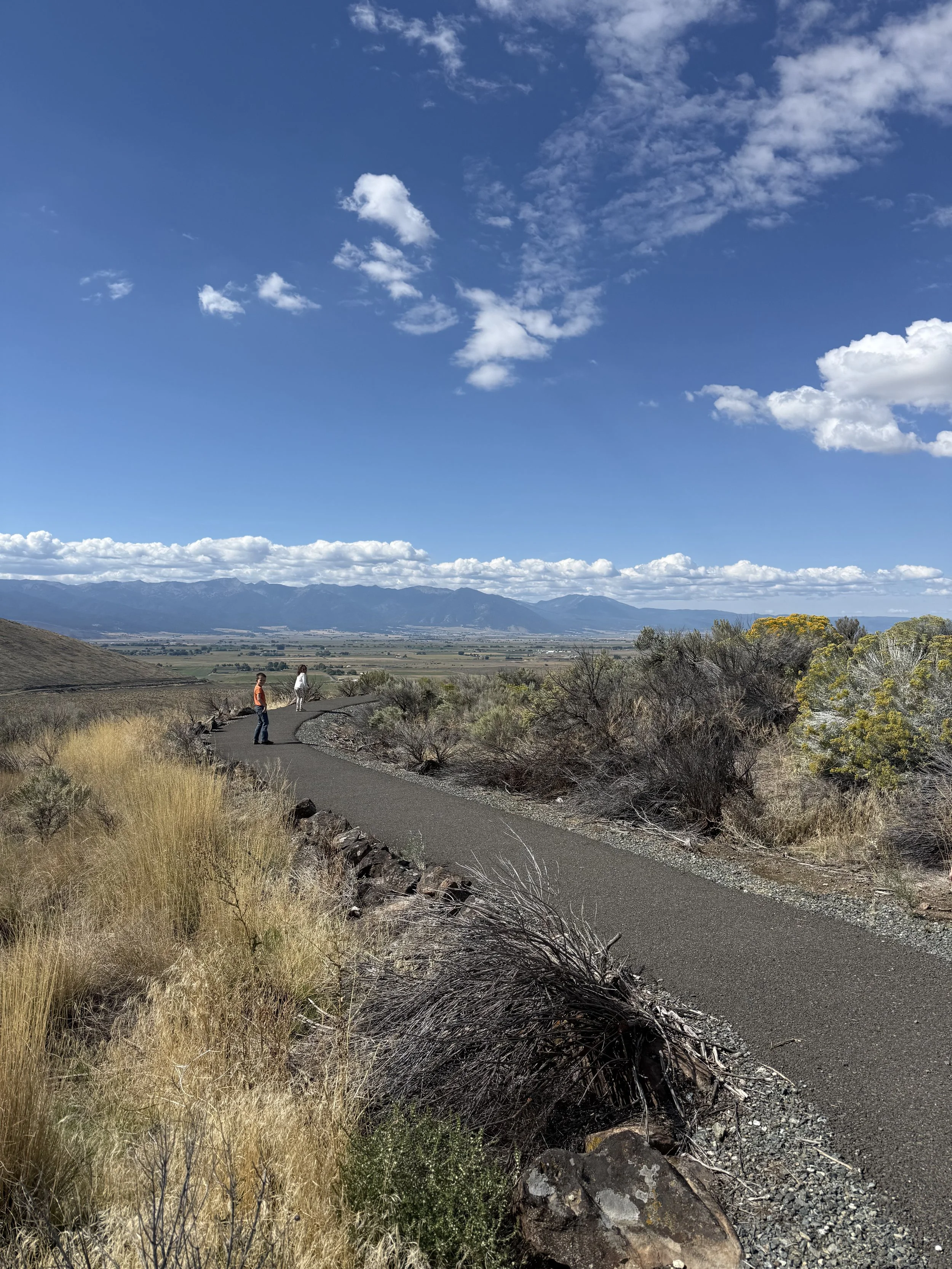 Scenic walking trail through sagebrush overlooking Baker Valley at the National Historic Oregon Trail Interpretive Center near Baker City, Oregon.