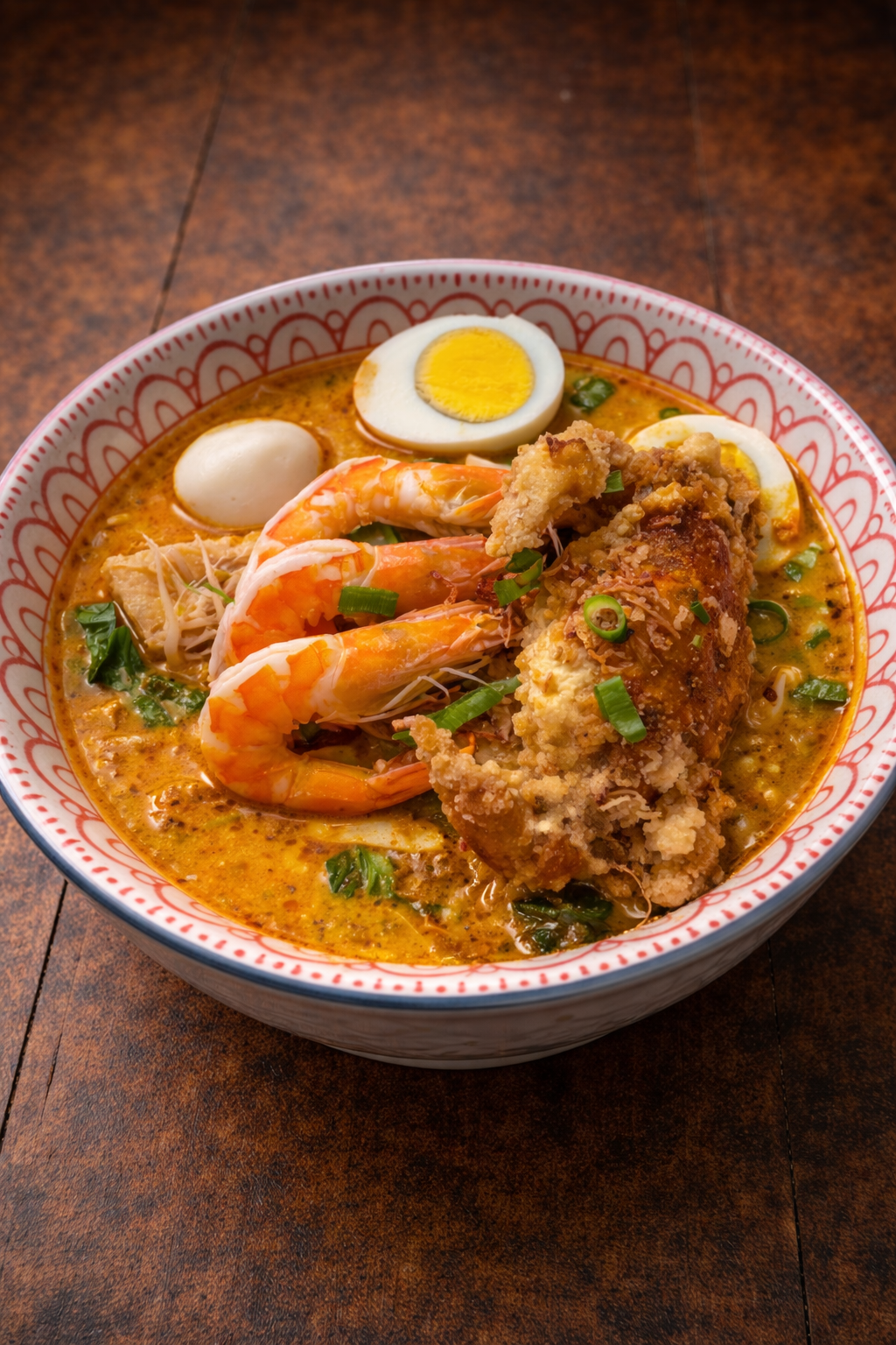 Seafood Laksa with Soft Shell Crab