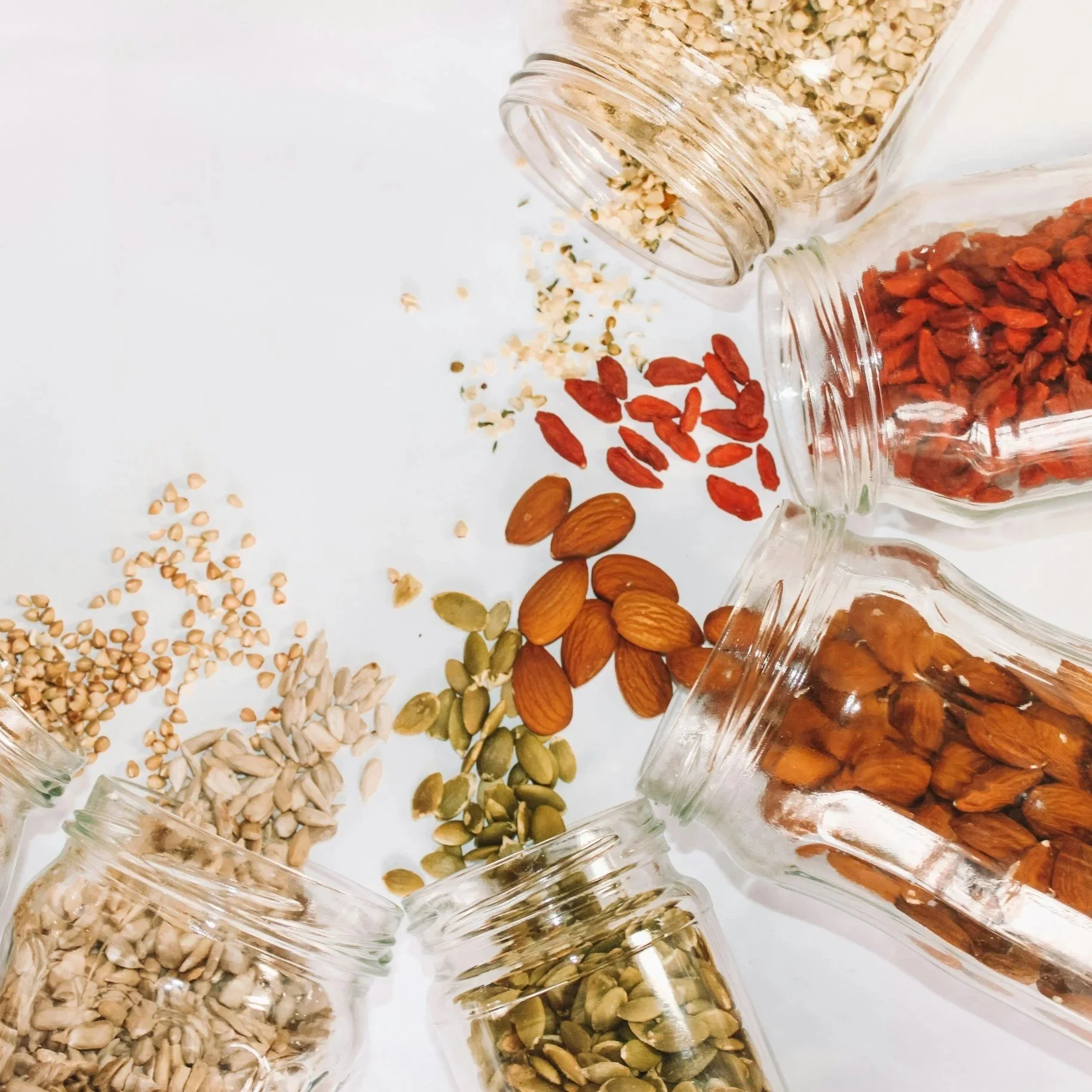 pictures of seeds, nuts, dried berries depicting The Larder Holistic Health Artistry