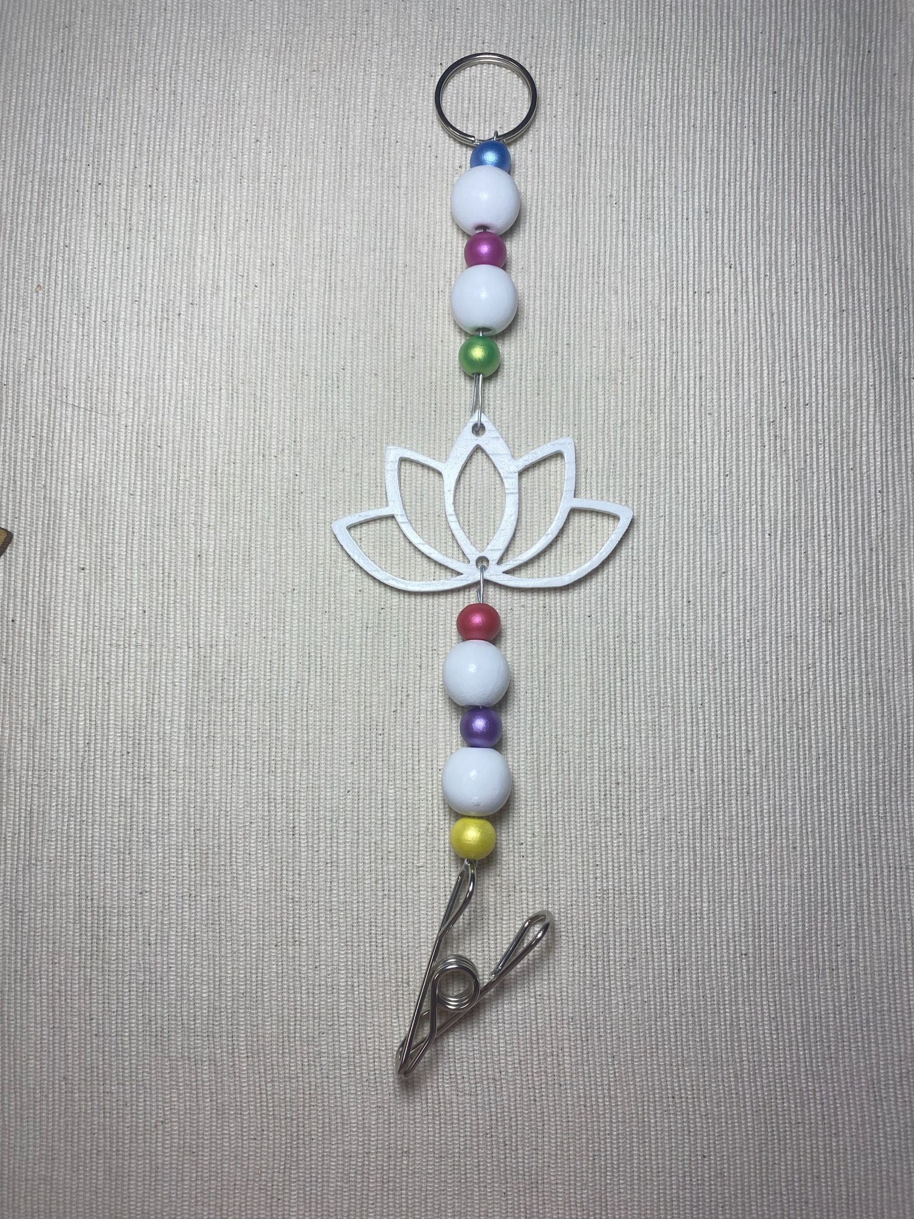 White Lotus Mozzie Coil Hangers with Rainbow Metallic Beads