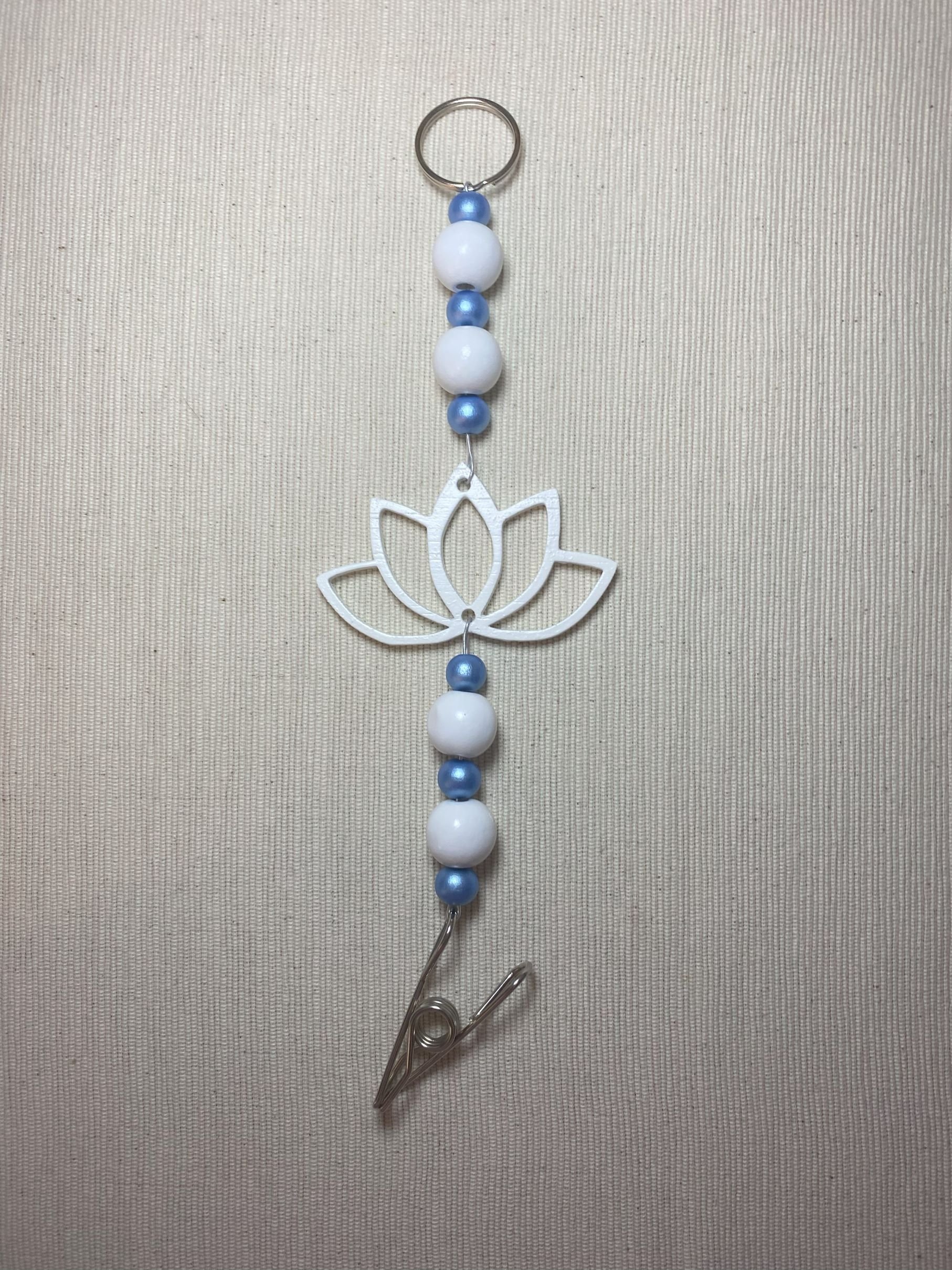 White Lotus Mozzie Coil Hangers with Blue Metallic Beads