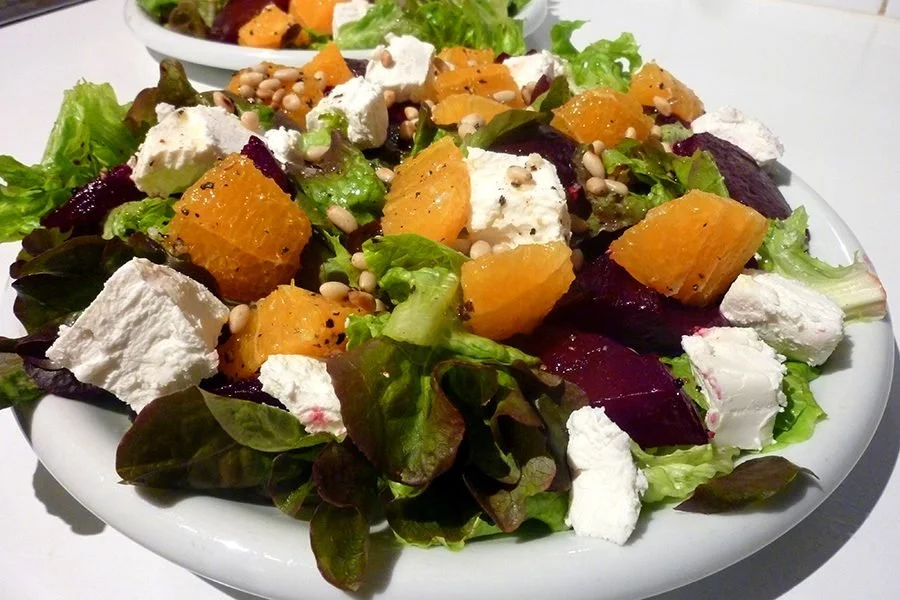 Beetroot, goats cheese and orange salad