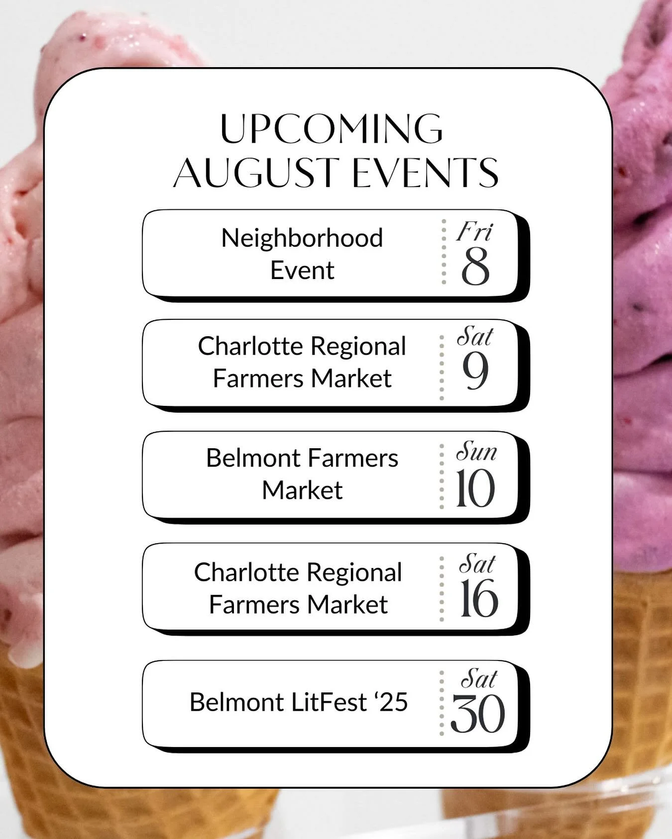 August Events ☀️🕶️⛱️🍦