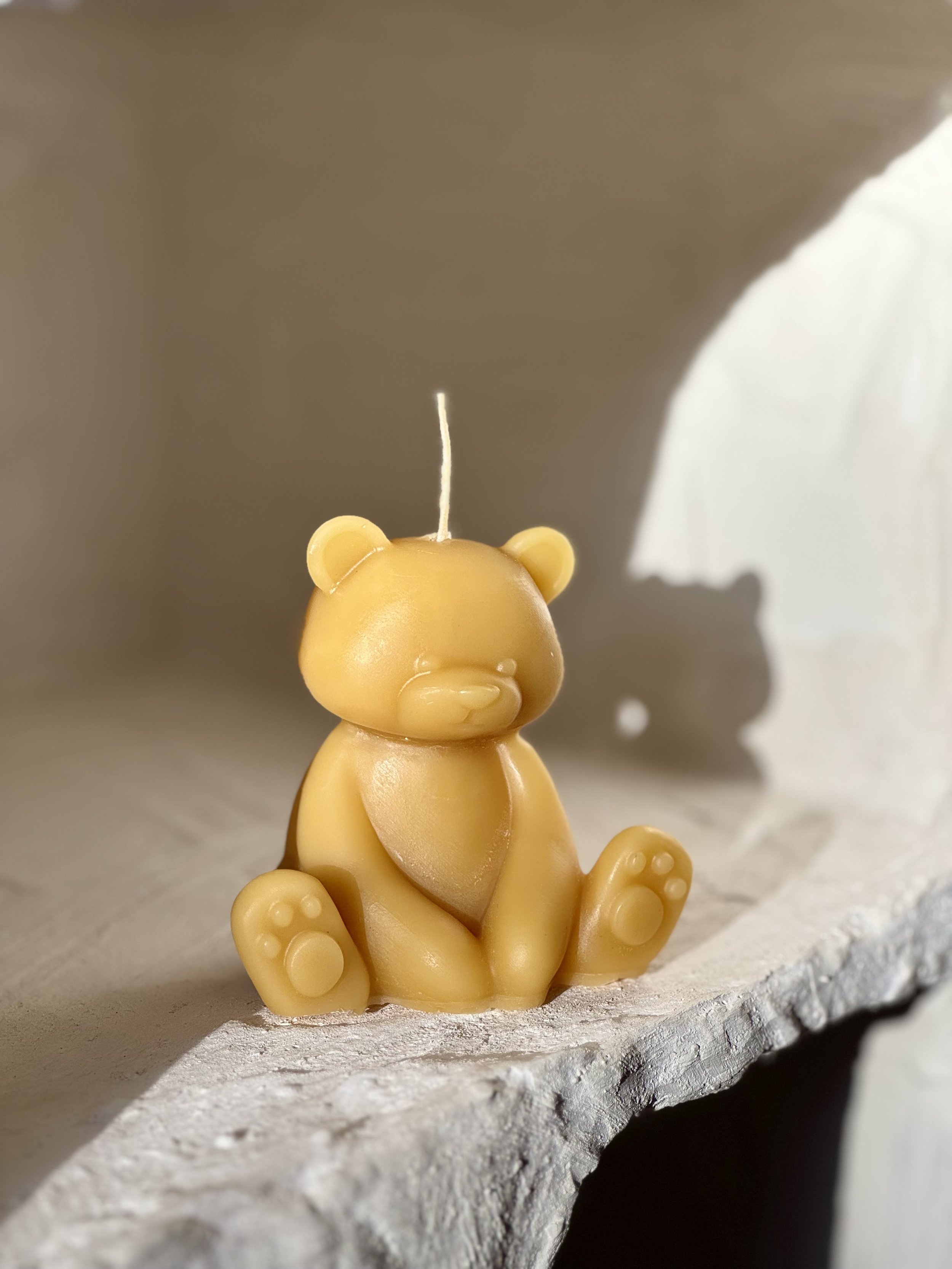 Teddy Bear Candle - Organic Beeswax Candle Australia WA