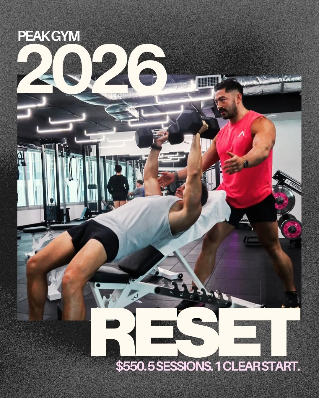 2026 Reset. 

This is a supported place to start.

What&rsquo;s included:
1 movement assessment (30 min)
5 one-to-one PT sessions (60 min)

The focus is simple:
assessment-led coaching,
structured progression,
movement first.

After five sessions, yo