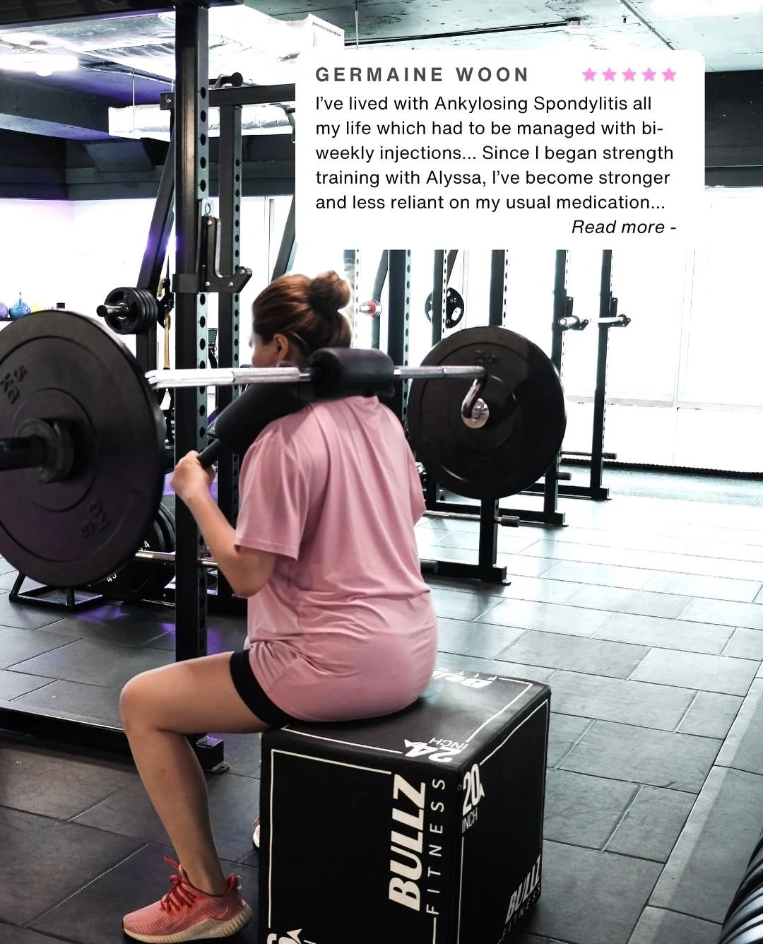 From managing a lifelong condition to feeling stronger, more grounded and more in control.

Germaine showed pure determination &mdash; showing up twice a week, every week, over the past year.

From struggling with sitting and standing, she now moves 