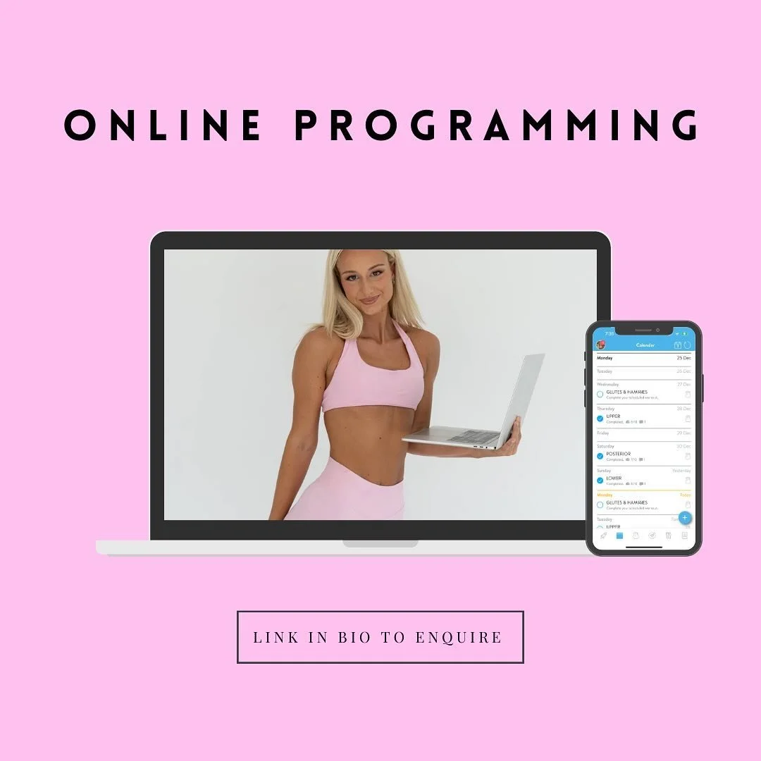 ONLINE PROGRAMMING 🩷 
Helping girls to reach their fitness goals via the online training app Trainerize. I work closely with my online clients to ensure they get the best training experience possible. 

Swipe to see what my PROGRAMMING service inclu