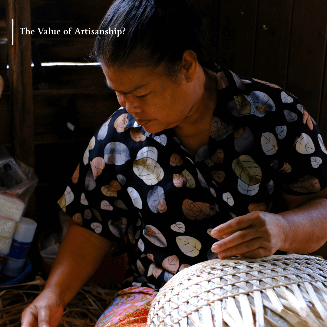 An artisan weaving Banana Fibre