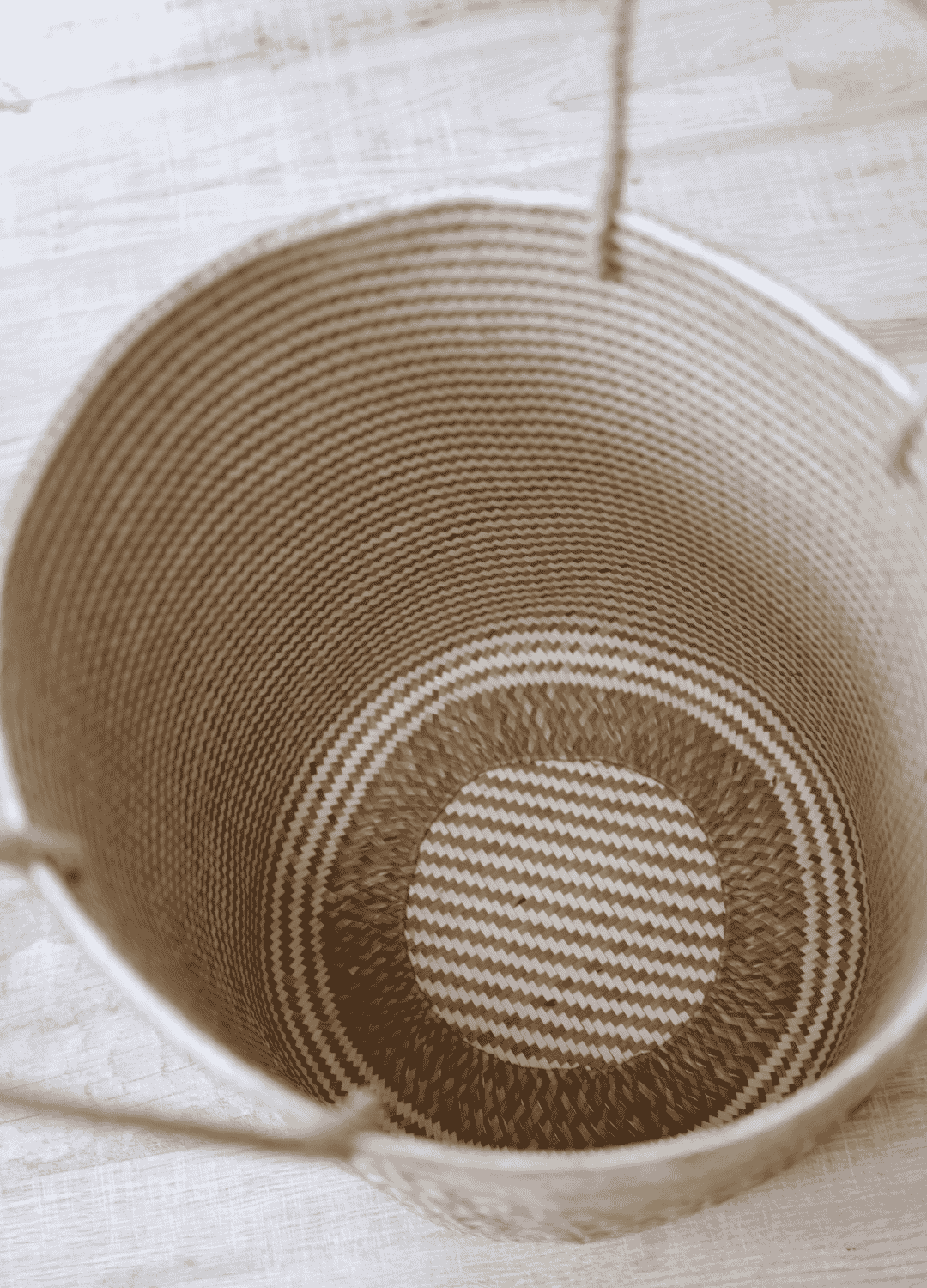 Top-down view of the basket’s interior showing the clean weave and reinforced base.