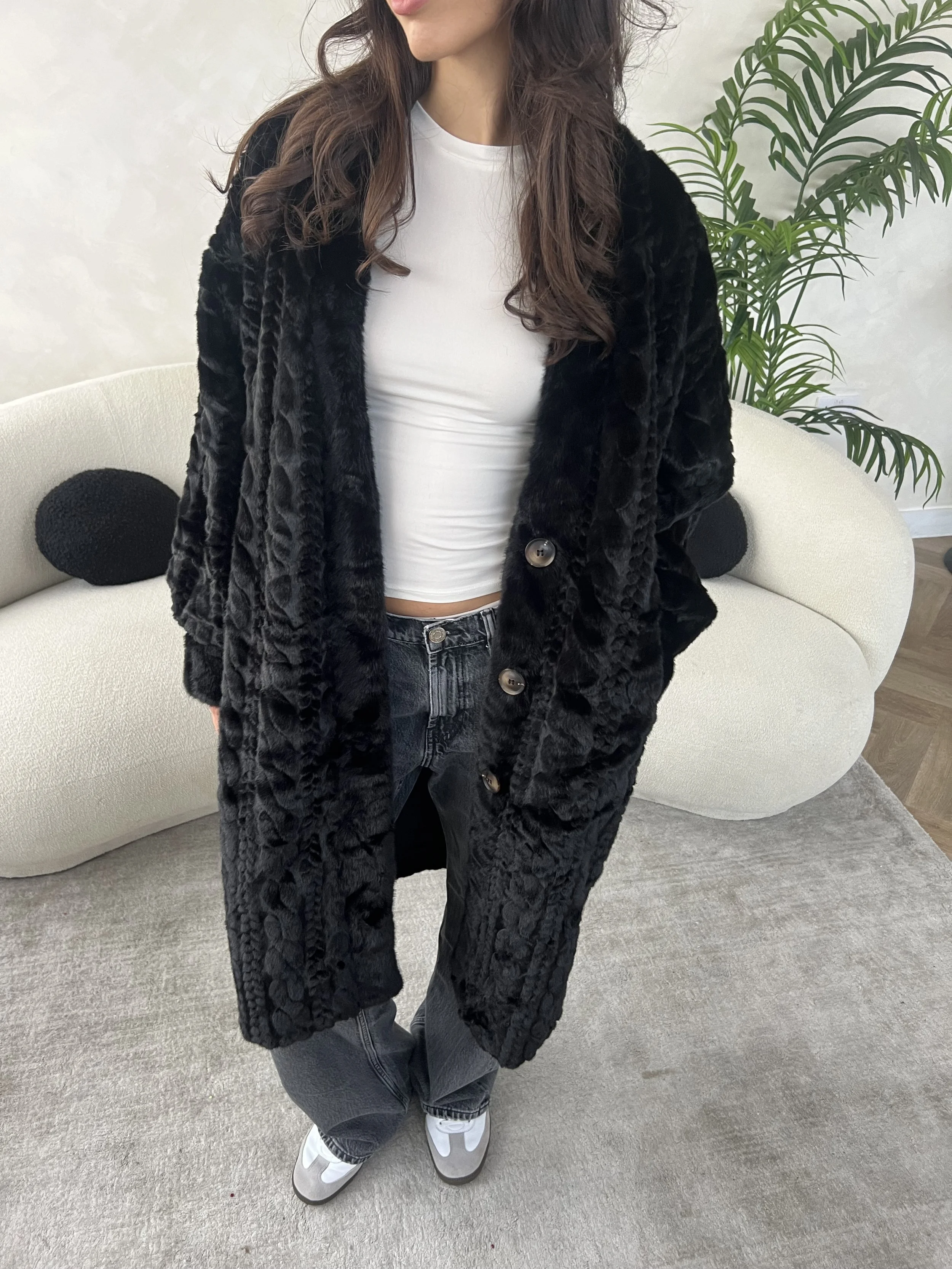 Black Premium Faux Fur Coatigan Archive