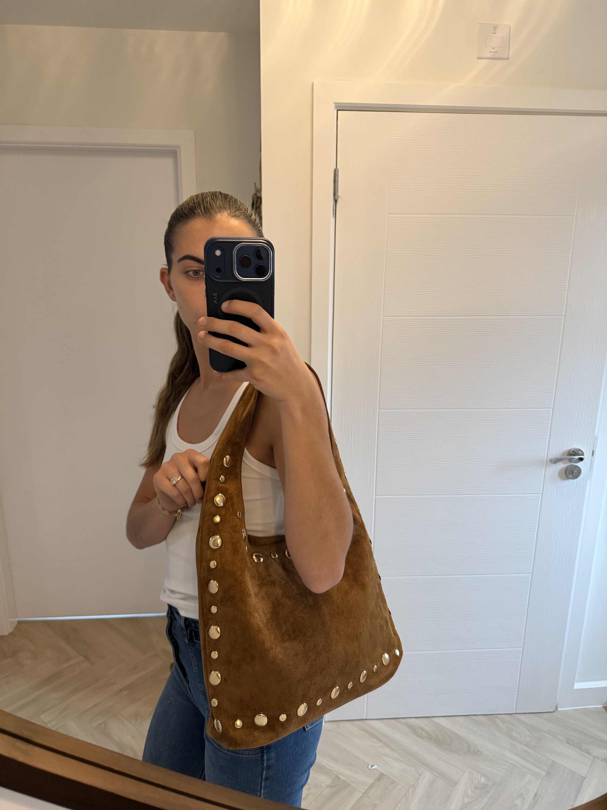 Sloane Studded Bag in Tan
