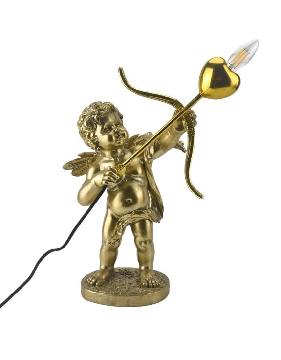 Antique Gold Cupid Cherub Table Lamp