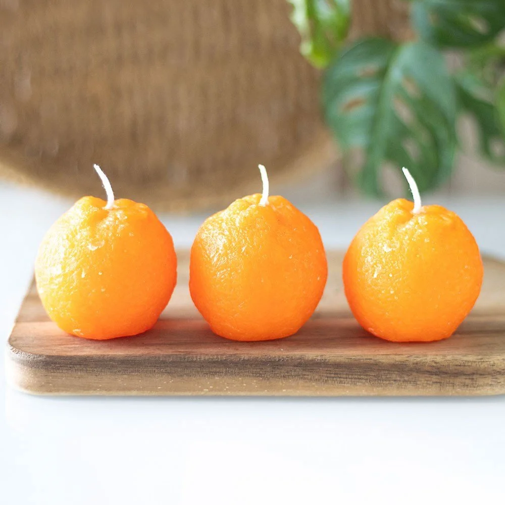 Orange Delight Trio: Whimsical Candle Set