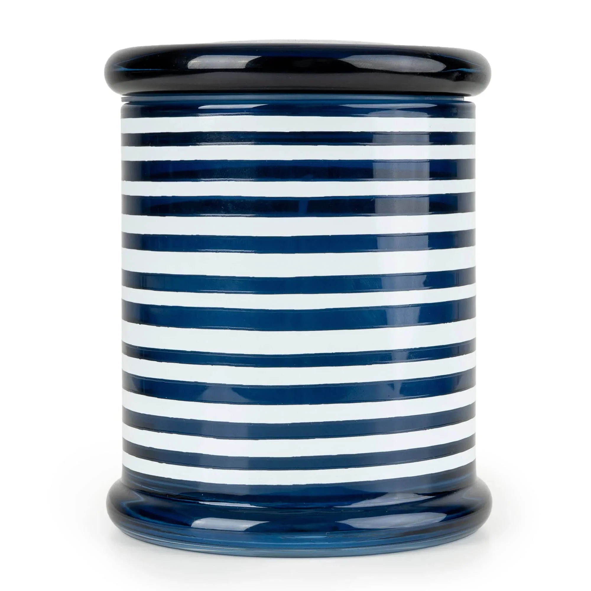 Navy Stripes Ceramic Container
