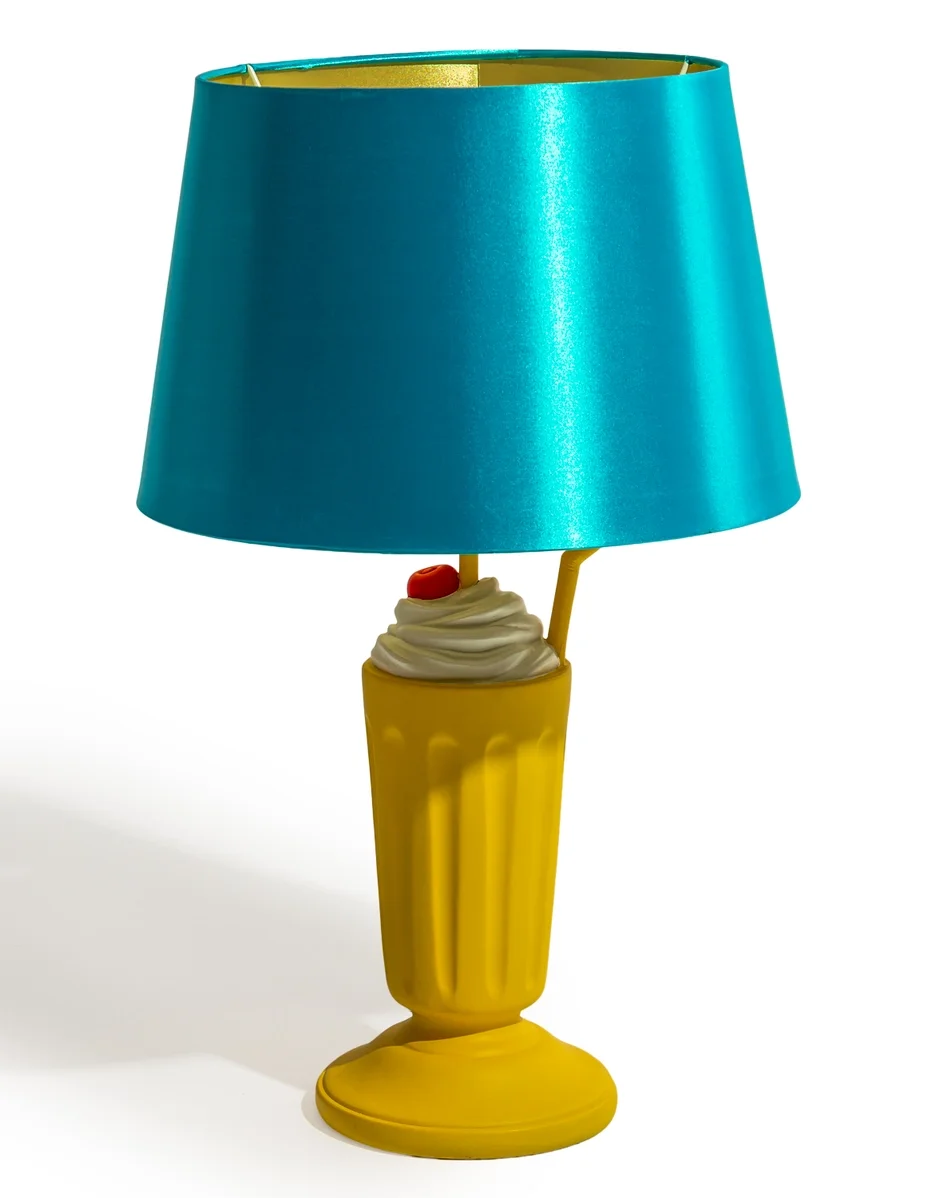 Milkshake Charm Table Lamp with Blue Shade