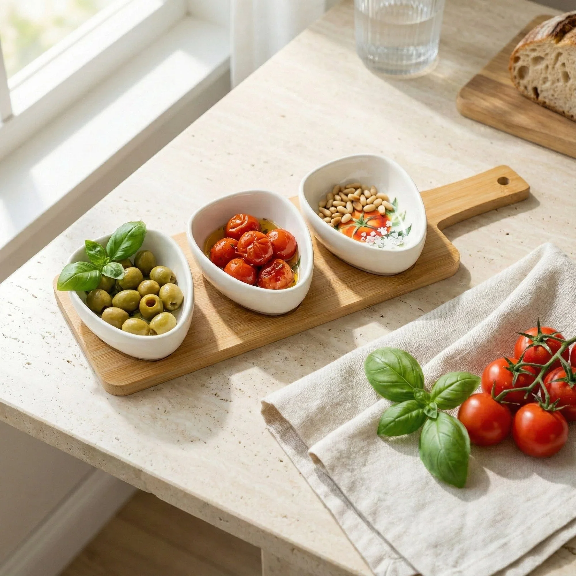 Tomato Delight Dish Set with Bamboo Tray