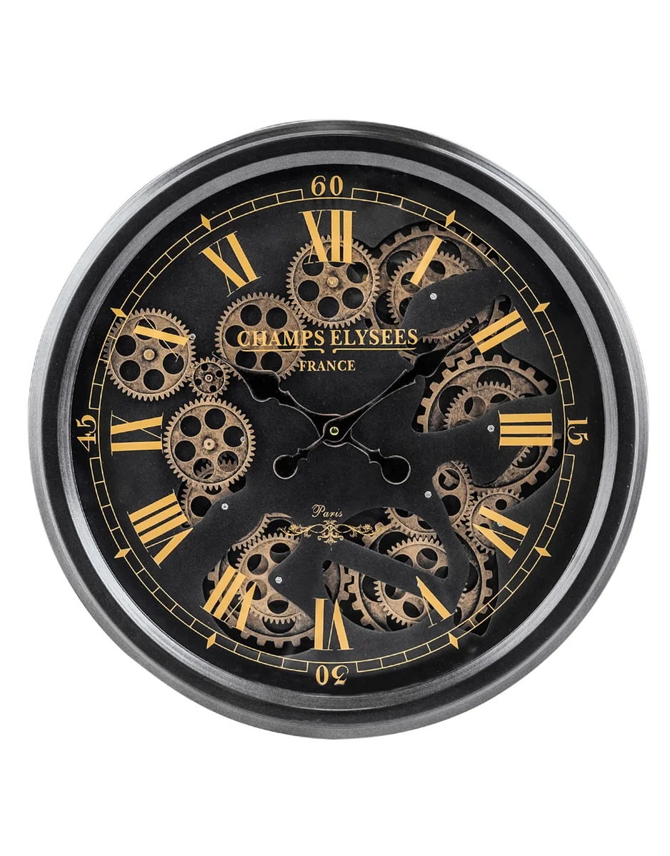 Black and Gold Gears Wall Clock