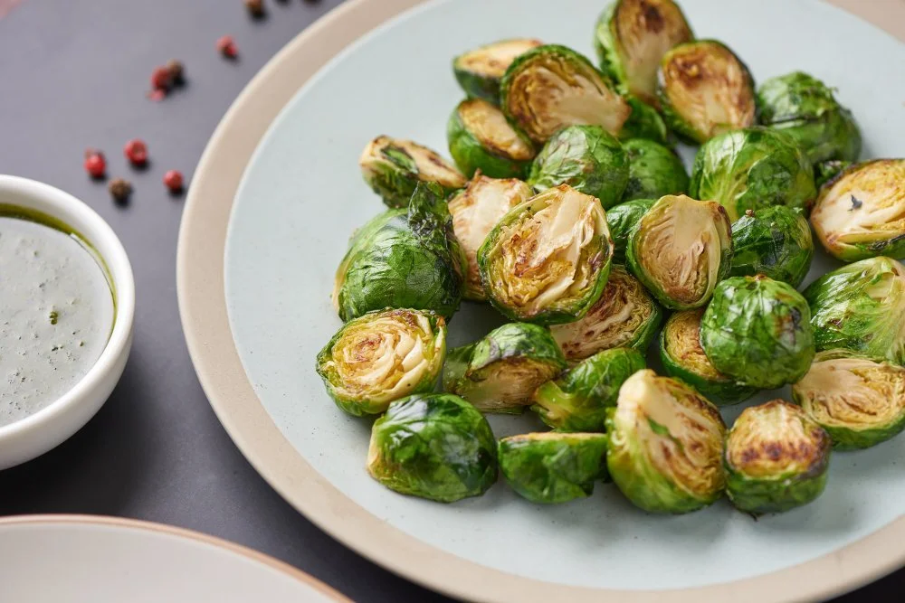 Roasted brussels sprouts on a plate