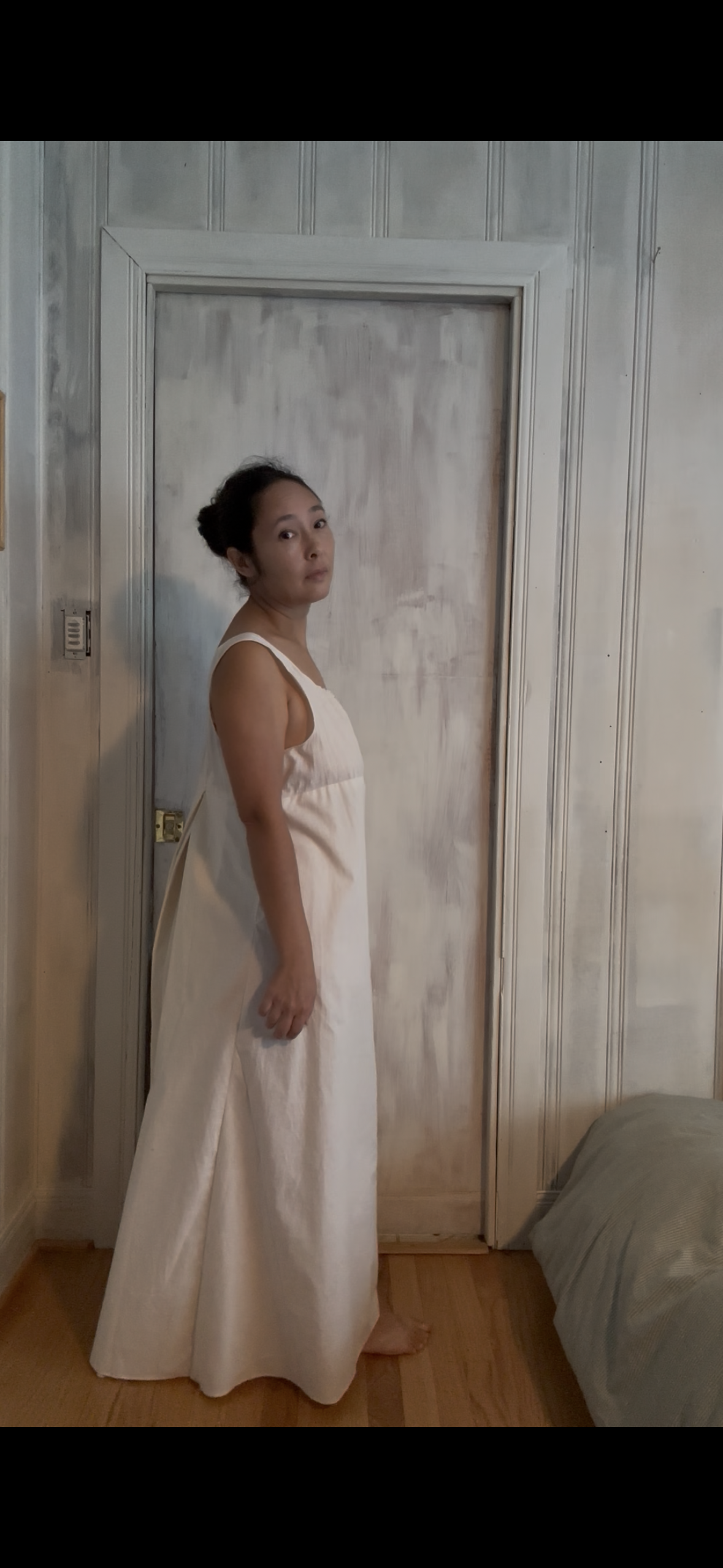 1810s Regency Dress.  Off-White Muslin. Based on a historical Pattern. 2025 