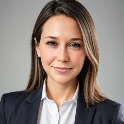 Professional woman with shoulder-length brown hair, wearing a black blazer and white shirt, smiling at the camera.