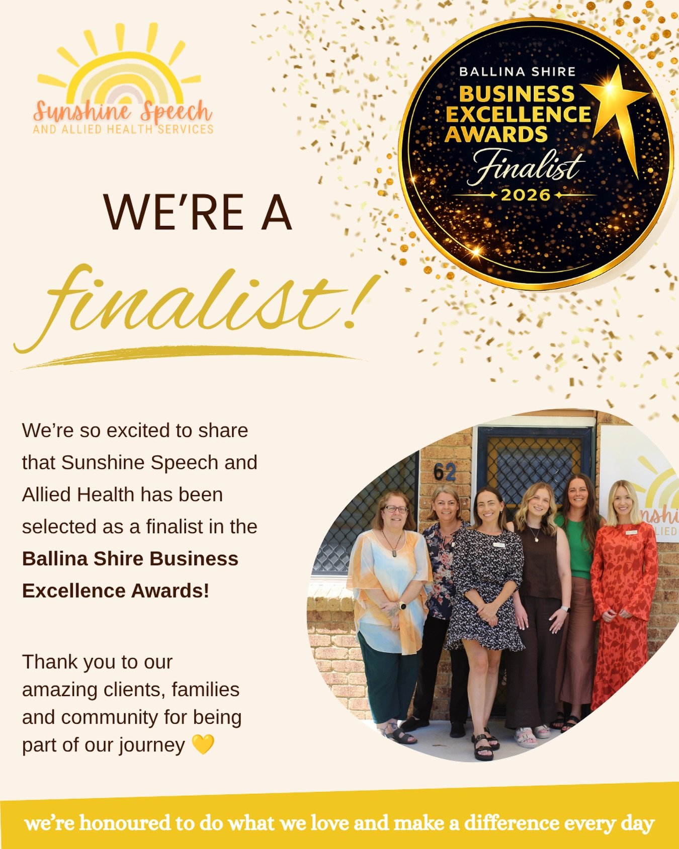 We&rsquo;re so excited to be named a finalist in the 2026 Ballina Shire Business Excellence Awards! 🌟

Thank you to our wonderful clients, families and community for your continued support 💛