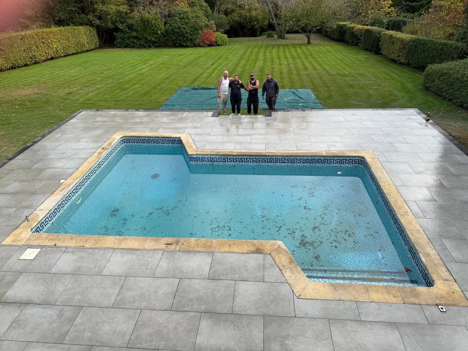 Pool patio constructed by JD Driveways. 