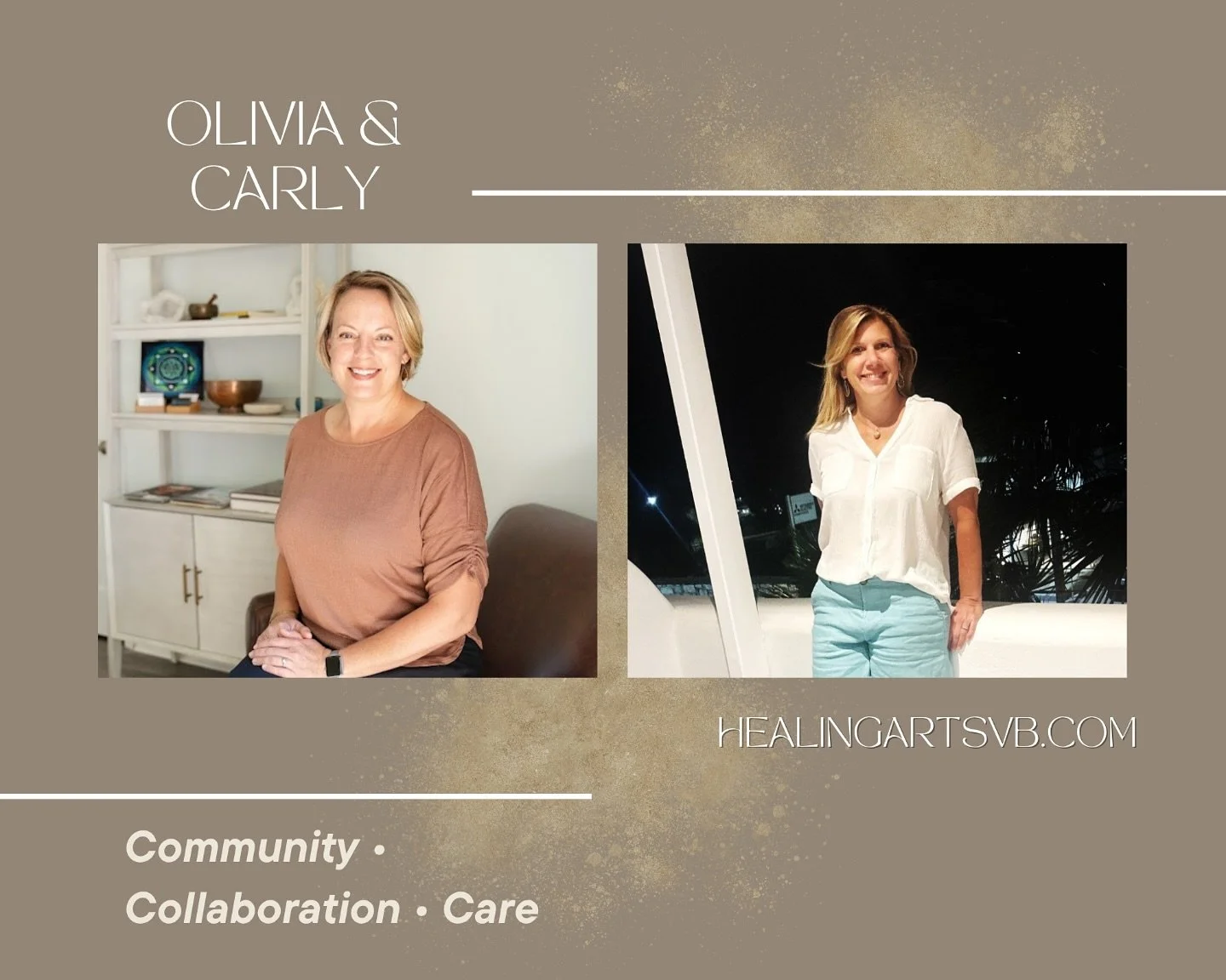 Carly and Olivia are both military spouses, mothers, and practitioners who felt a shared call to offer compassionate, body-centered care.

Carly, owner of Retro Wellness and an adjunct professor, combines Reiki and creative writing to help clients re