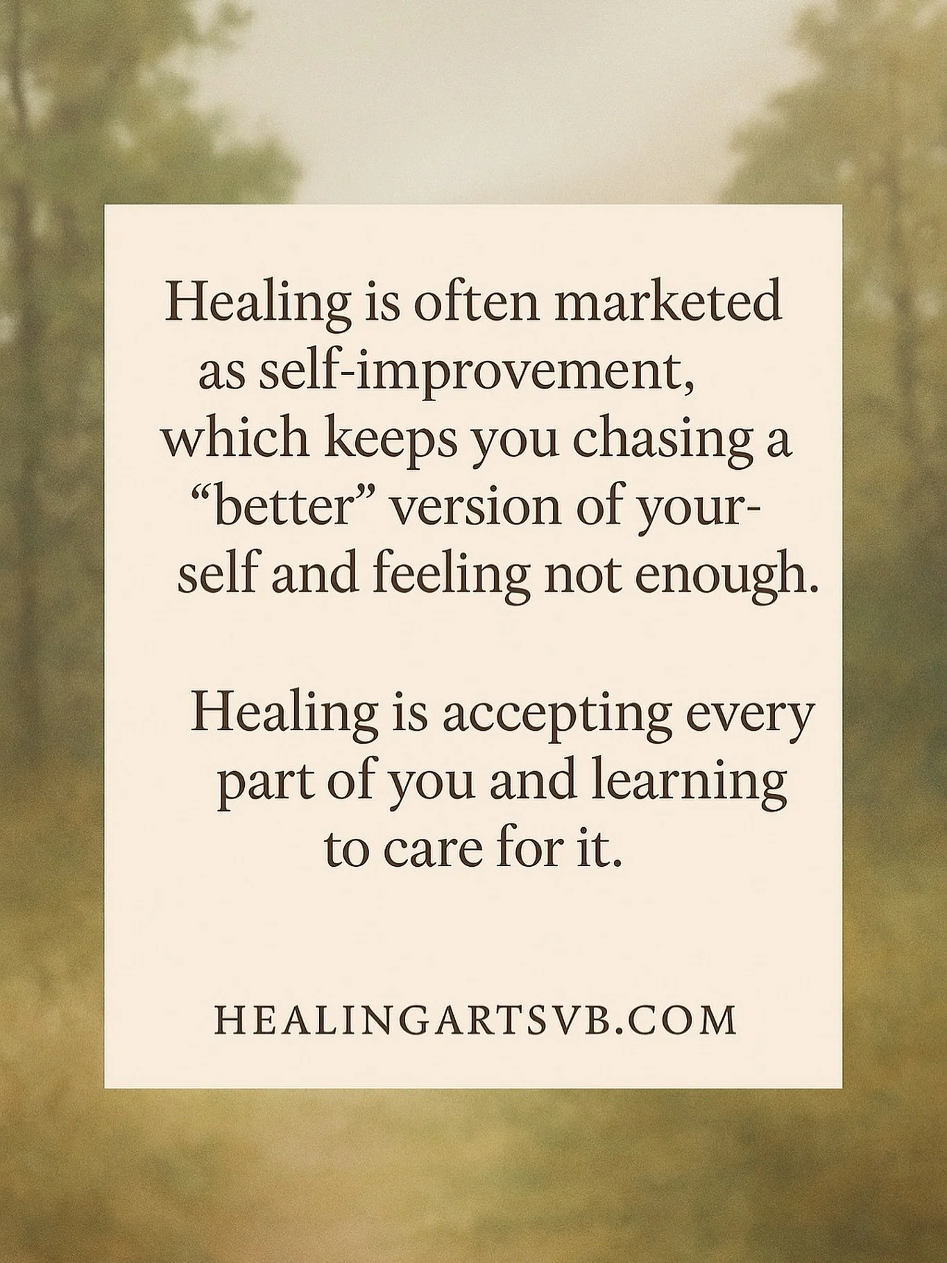 The self-improvement industry wants you to believe you&rsquo;re incomplete. That if you buy the right course, follow the right routine, and master the right techniques, you&rsquo;ll finally arrive at the healed version of yourself.

But healing isn&r