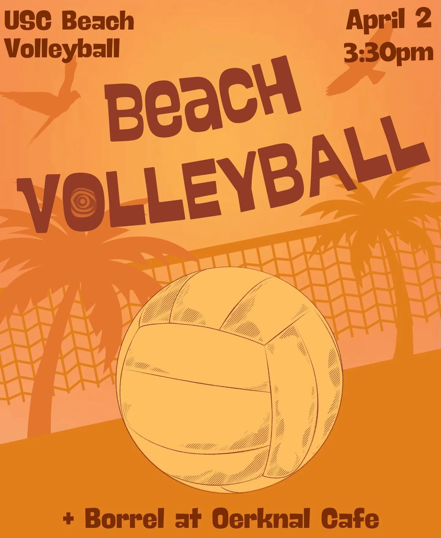 The sun is coming back! ☀️ It&rsquo;s that time of the year where it&rsquo;s perfect to be spending time outside on the sand and play volleyball 🏐 

🗓️ Thursday, April 2
⏰ 15:30
📍 USC Beach Volleyball (Science Park)

As we come into the warmer sea