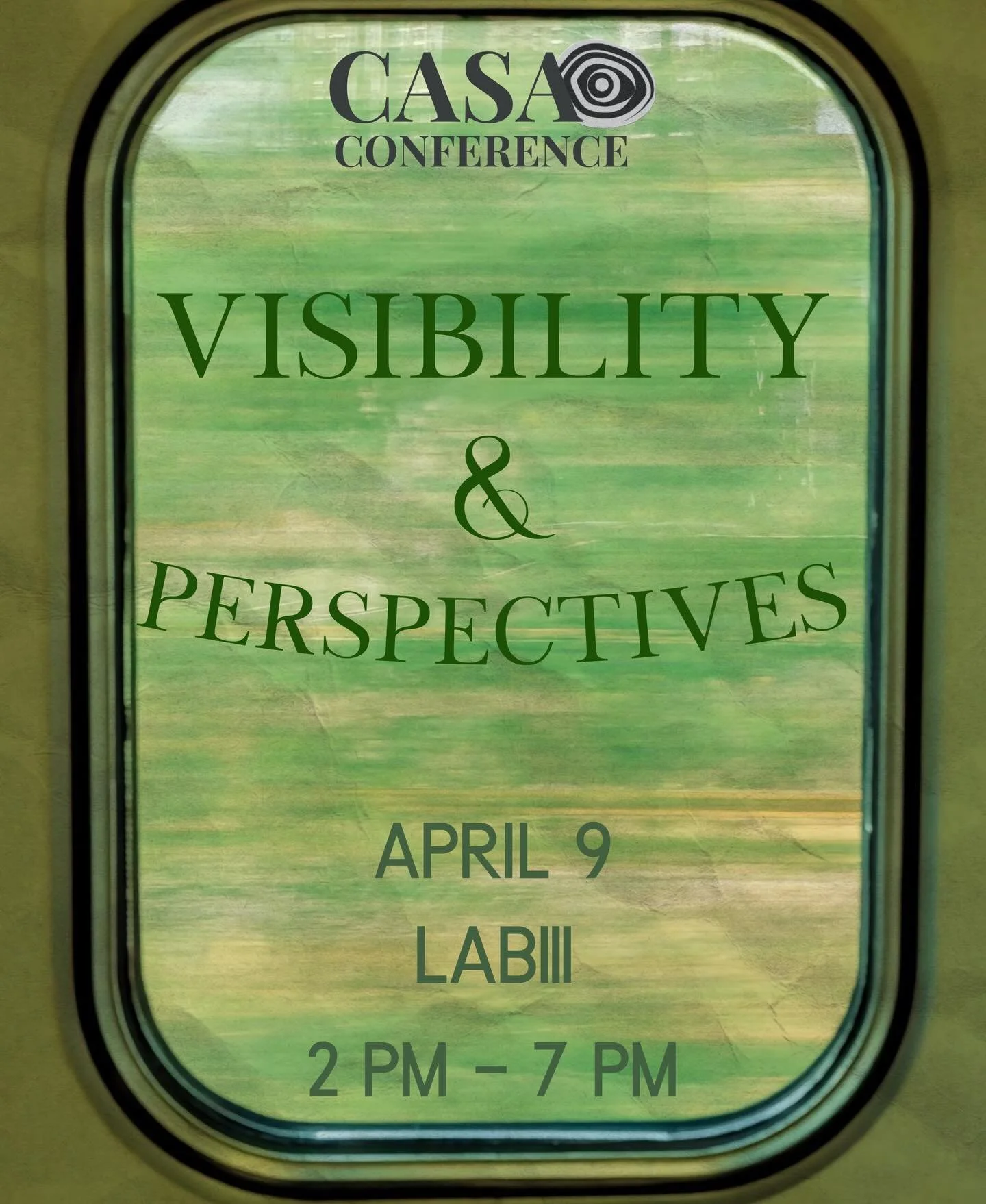 Keep your eyes and ears open for the next CASA Conference on Visibility and Perspectives 👁️

🗓️ Thursday April 9
⏰14:00-19:00
📍 Lab111

In this conference, our speakers will explore topics related to visibility and perspective, and how it can be e