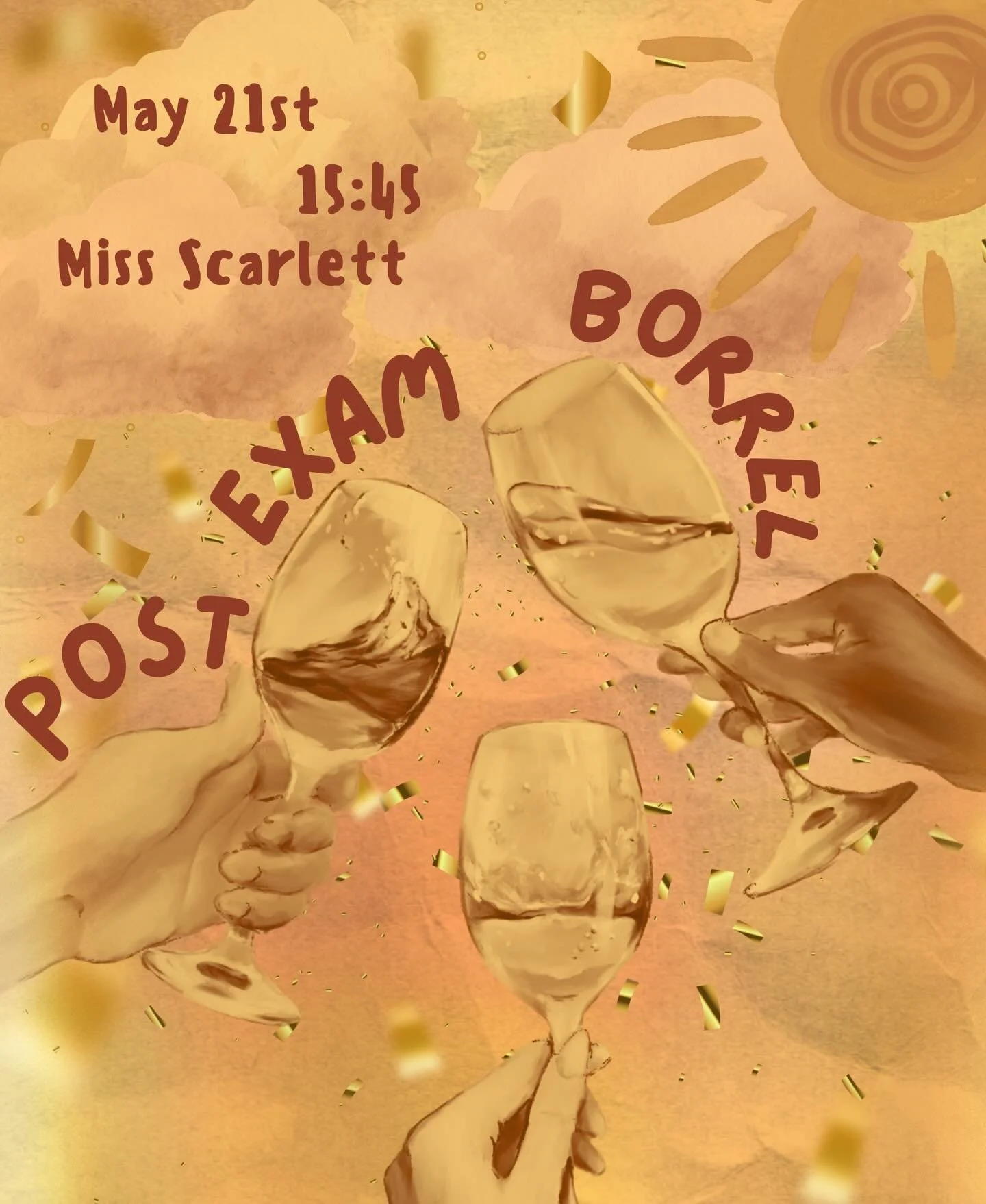 We&rsquo;re coming close to the end of exam season, and a post exam borrel is right around the corner 🍻 

Leave the stress behind and come spend a well deserved night out with friends on Thursday, May 21 starting from 15:45 at Miss Scarlett!