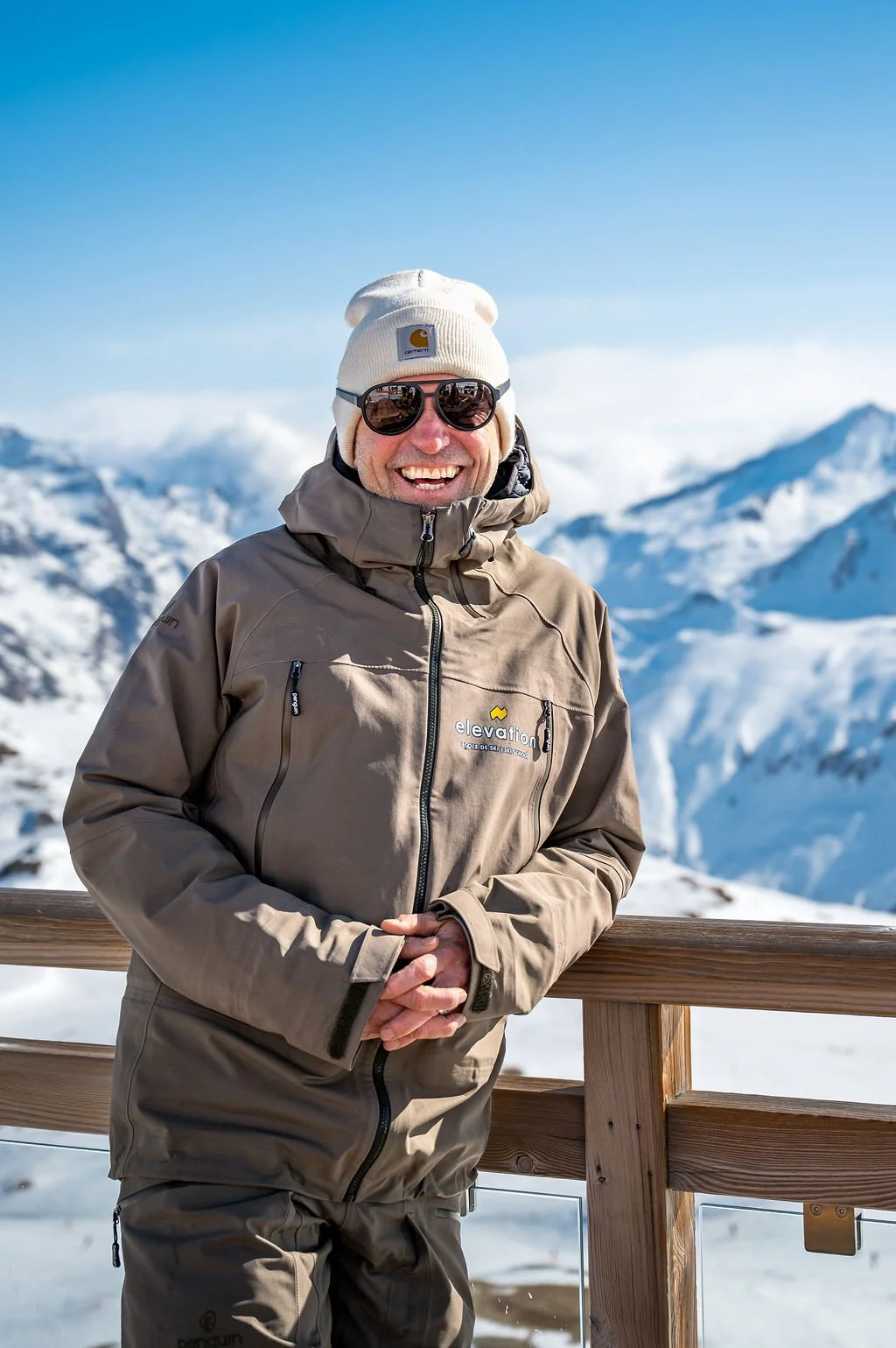 A close up portrait of ski instructor Nicko Braxton