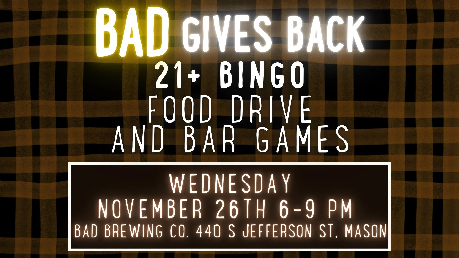 BAD Gives Back - Bar Night Bingo, Food Drive, and Bar Games