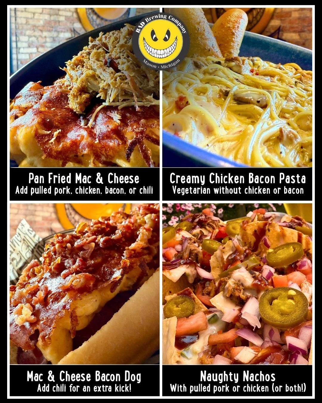 Welcome back to some of our cherished favorites! The 𝗣𝗮𝗻-𝗙𝗿𝗶𝗲𝗱 𝗠𝗮𝗰 &amp; 𝗖𝗵𝗲𝗲𝘀𝗲, the 𝗠𝗮𝗰 &amp; 𝗖𝗵𝗲𝗲𝘀𝗲 𝗕𝗮𝗰𝗼𝗻 𝗗𝗼𝗴, and the irresistible 𝗡𝗮𝘂𝗴𝗵𝘁𝘆 𝗡𝗮𝗰𝗵𝗼𝘀, alongside a brand new star: the 𝗖𝗿𝗲𝗮𝗺𝘆 𝗖𝗵𝗶𝗰