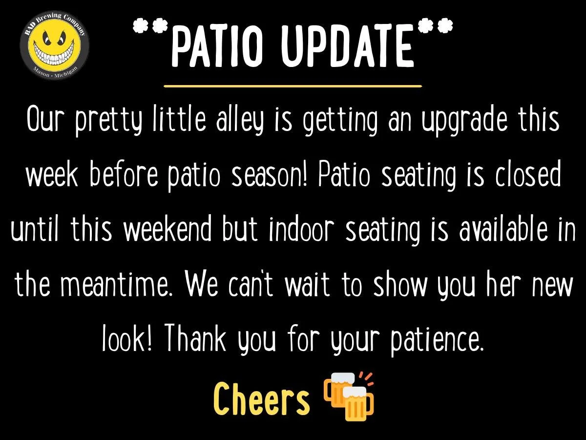 Our patio is under construction this week, we're beautifying over here! #greatbeerstate #lovelansing #patioseason