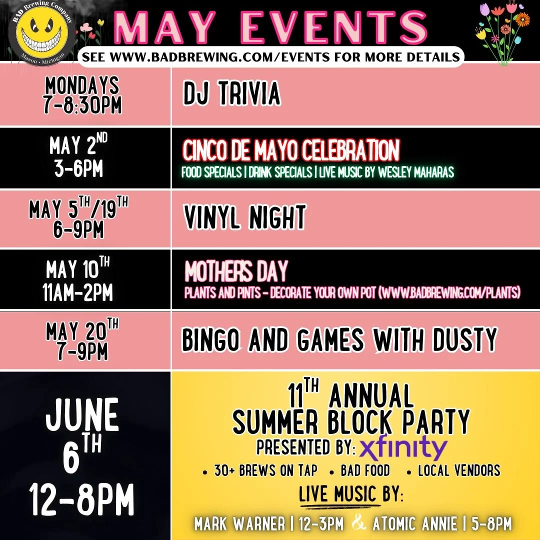 May is stacked and we&rsquo;re stoked about everything coming up on our calendar!

Join us for 𝗣𝗹𝗮𝗻𝘁𝘀 &amp; 𝗣𝗶𝗻𝘁𝘀 𝘁𝗵𝗶𝘀 𝗠𝗼𝘁𝗵𝗲𝗿&rsquo;𝘀 𝗗𝗮𝘆: paint your own succulent pot and sip something delicious while you craft a perfect gif