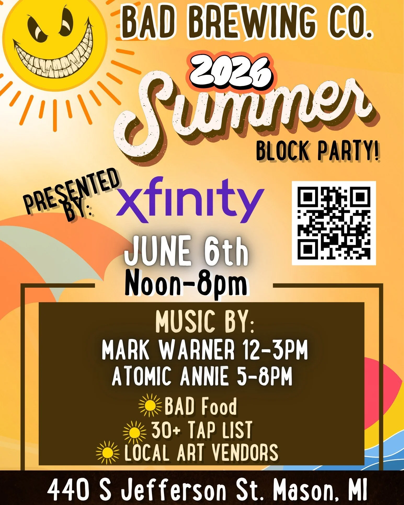 One month until our biggest party of the year! Mark your calendars for Saturday, June 6th from noon-8pm and party in the street with us 🌞

🎶 Live music by Mark Warner from noon-3pm and Atomic Annie from 5-8pm
🍔 BAD food from our very own kitchen
?