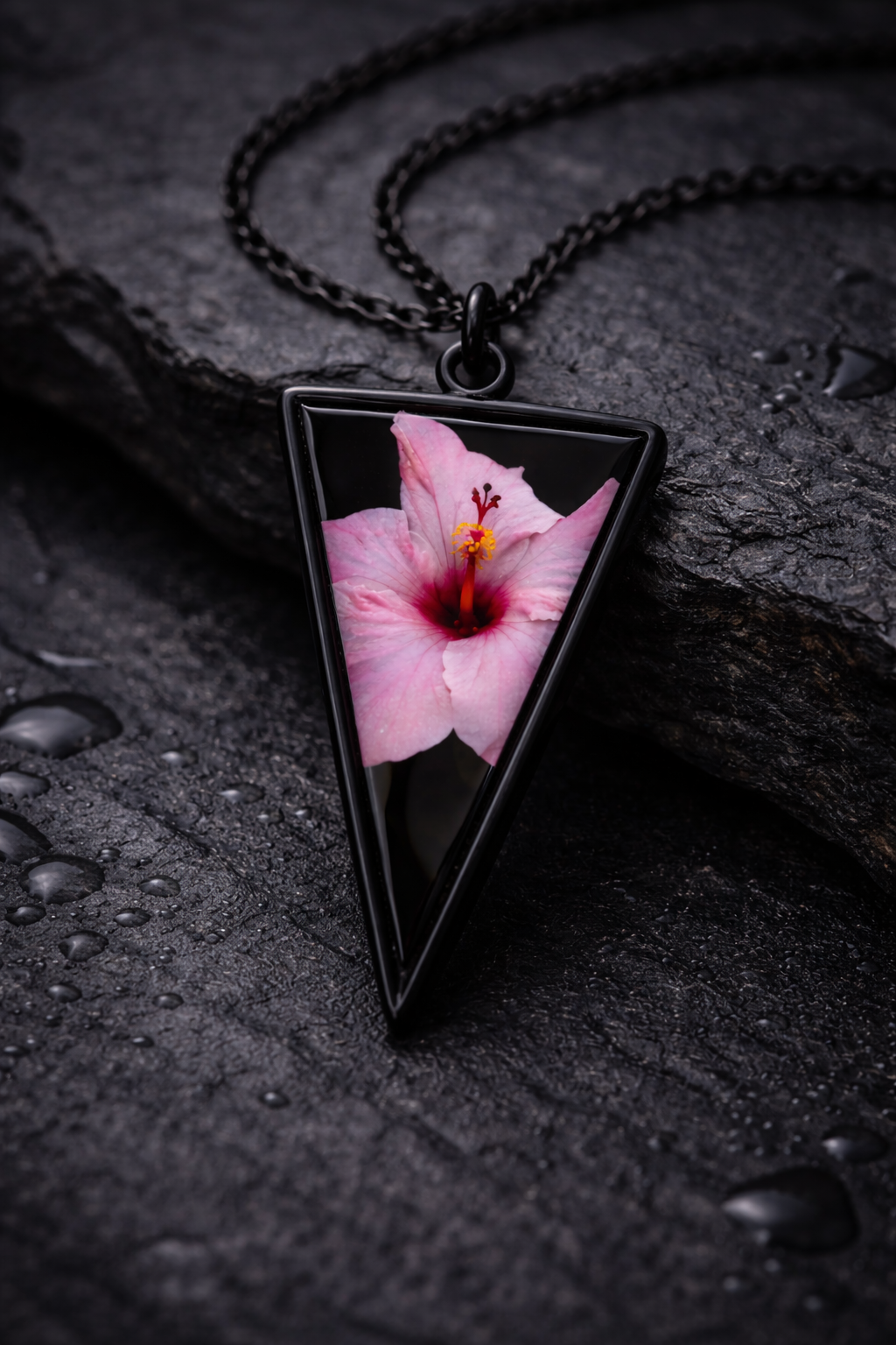 ✦ Hibiscus After Dark: A Pendant That Carries Light and Shadow