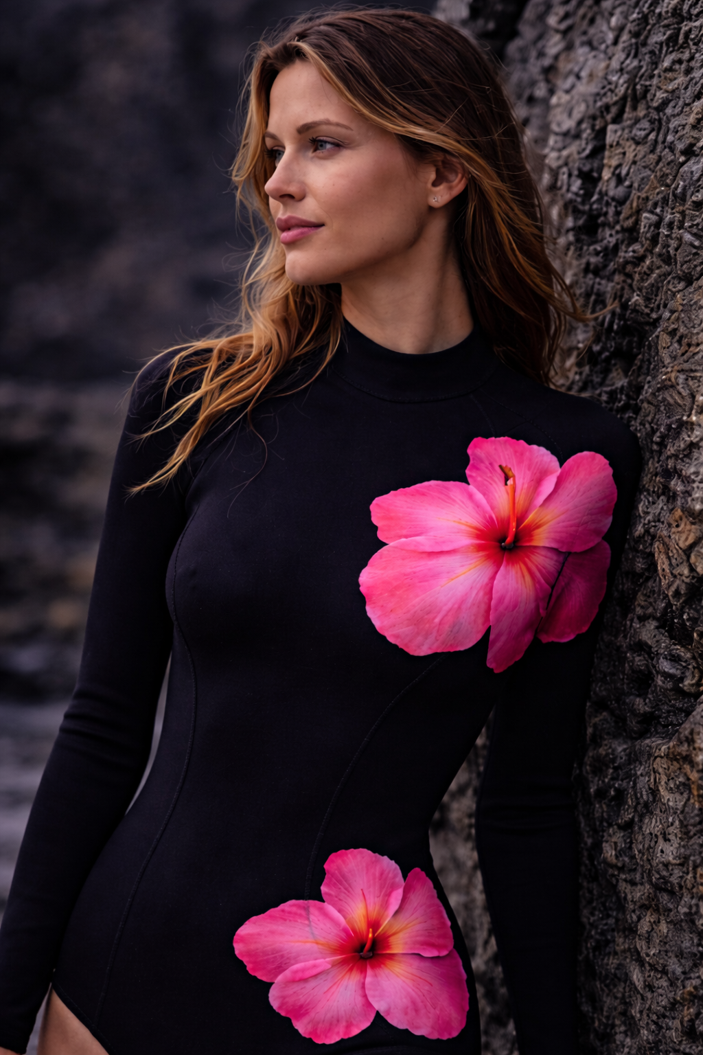 ✦ Hibiscus After Dark Wetsuit: Power Beneath the Surface